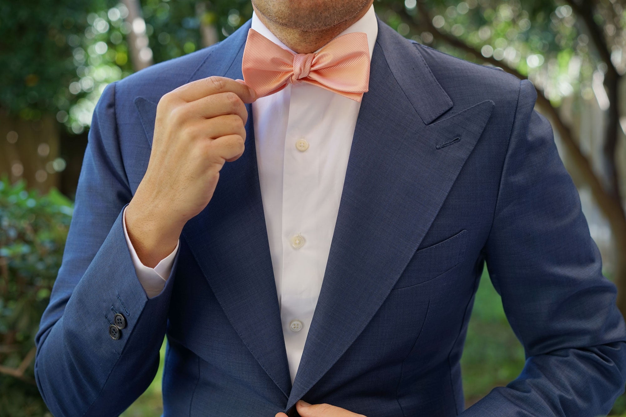 Salmon Frosty Pink Twill Self Bow Tie