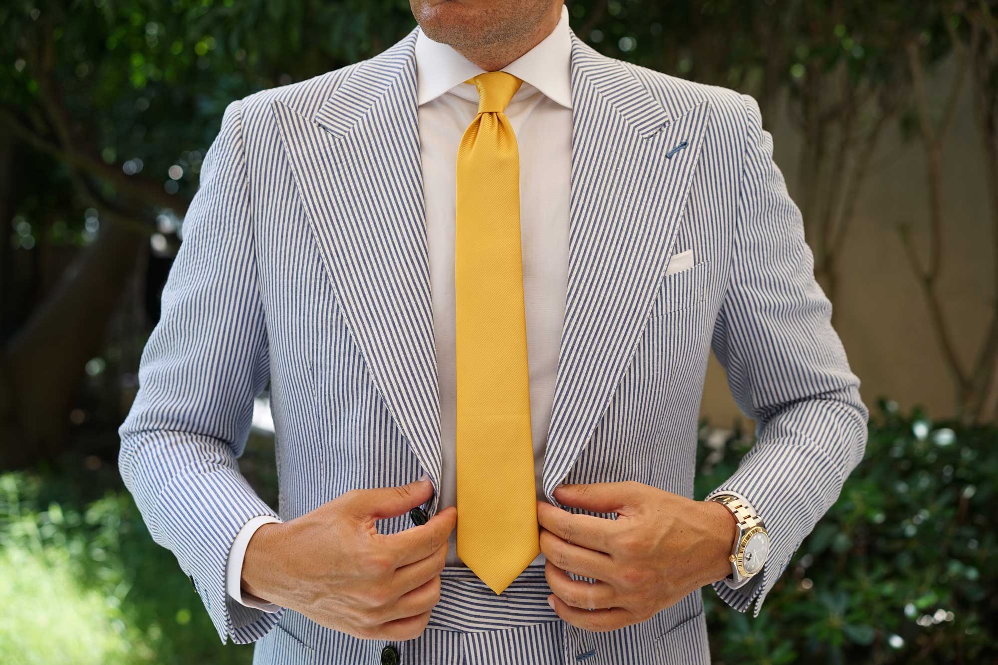 Honey Gold Yellow Twill Skinny Tie