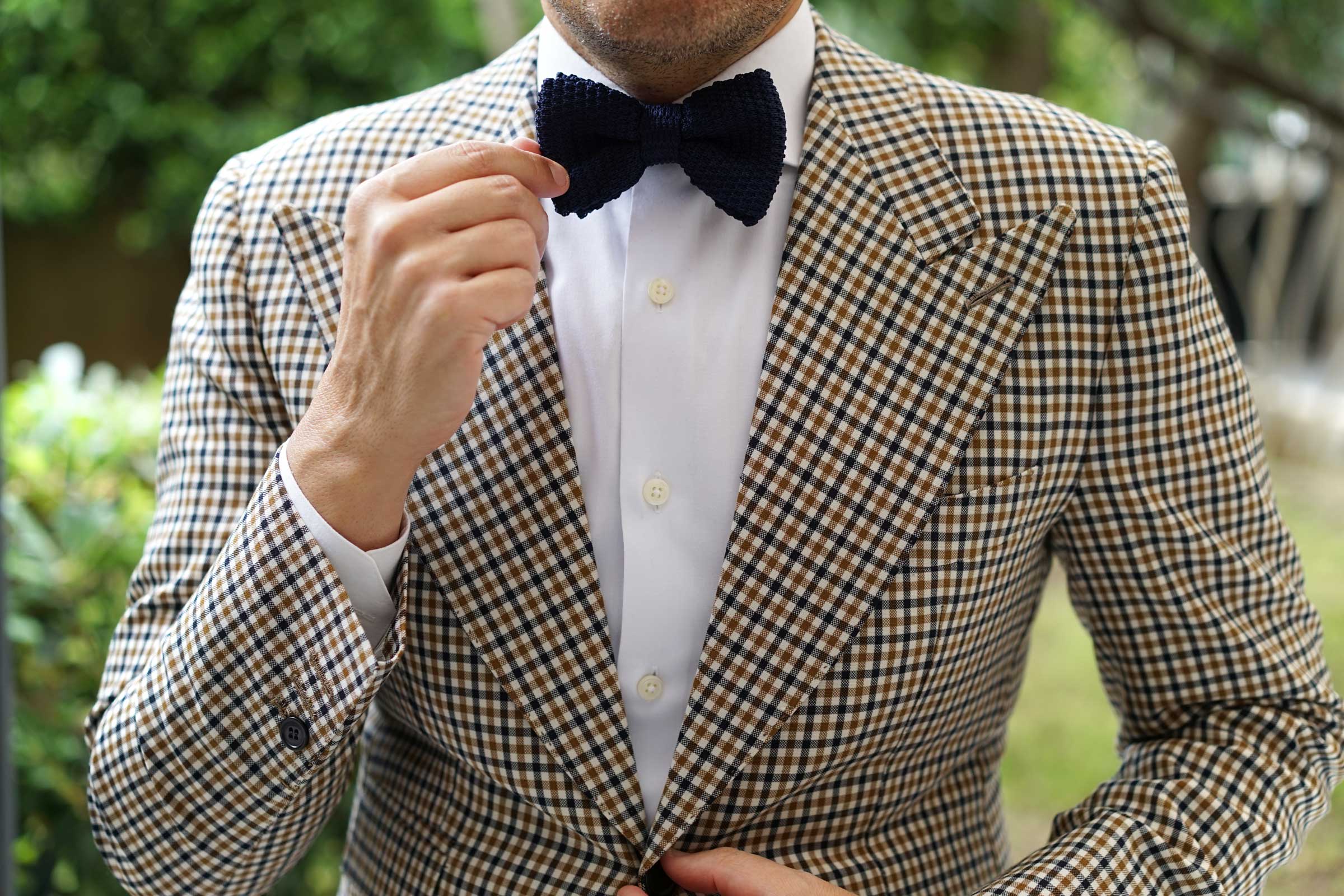 Navy Blue Knitted Bow Tie