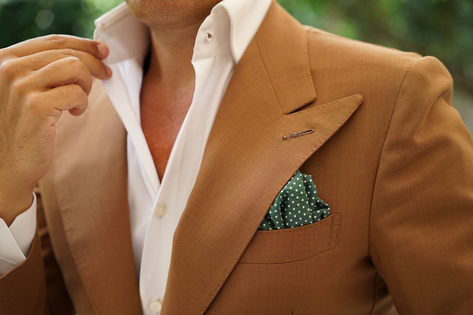 Olive Green Polka Dot Cotton Pocket Square