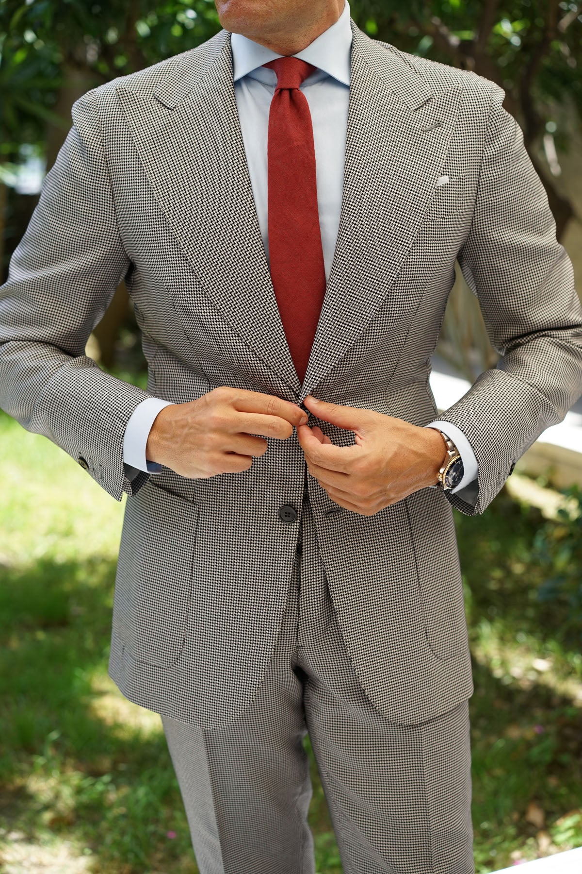 Maroon Slub Linen Skinny Tie