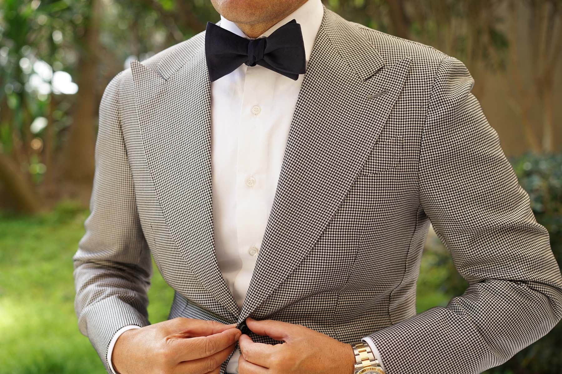 Navy Blue Cotton Self Tie Bow Tie