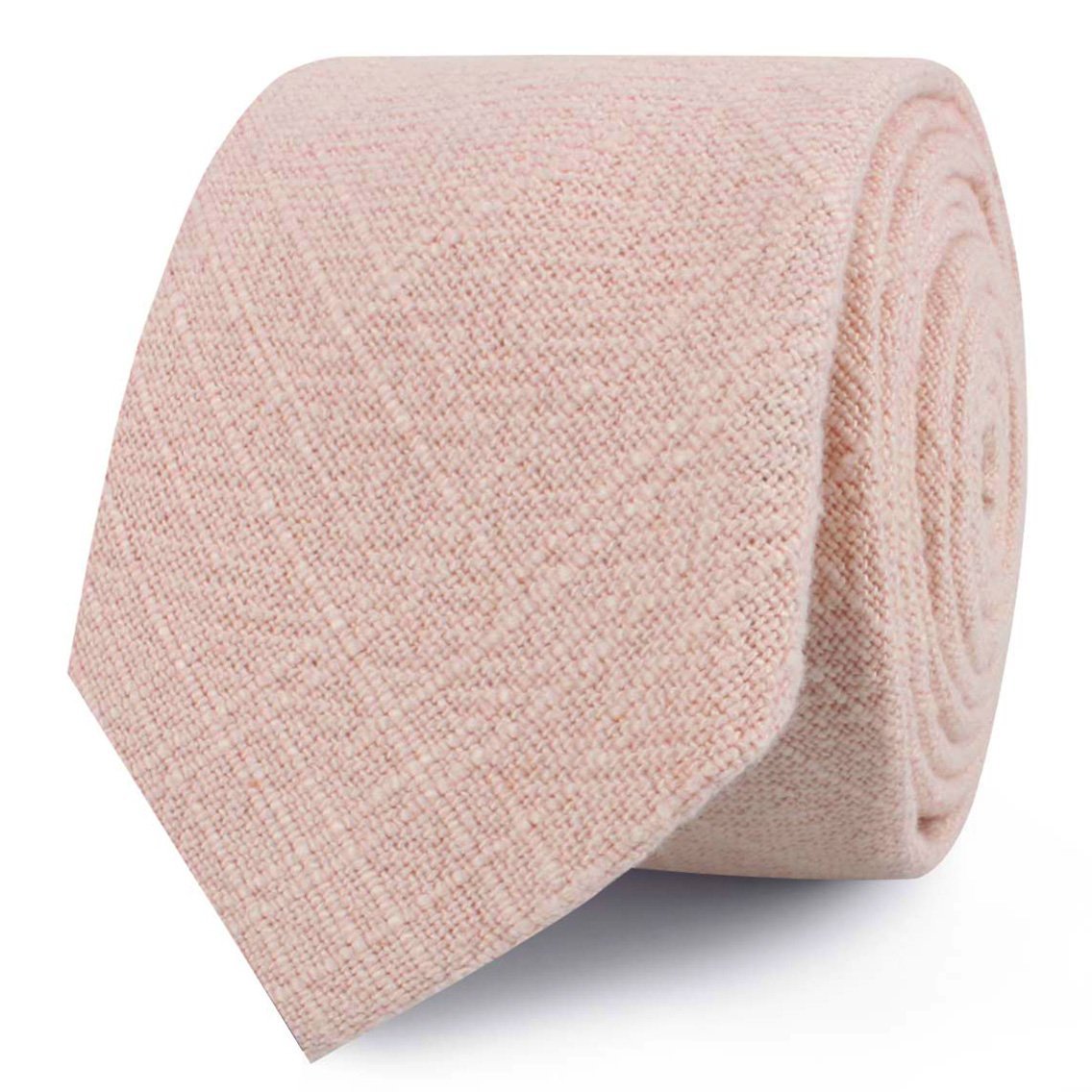 Cameo Beige Pink Chenille Linen Skinny Tie