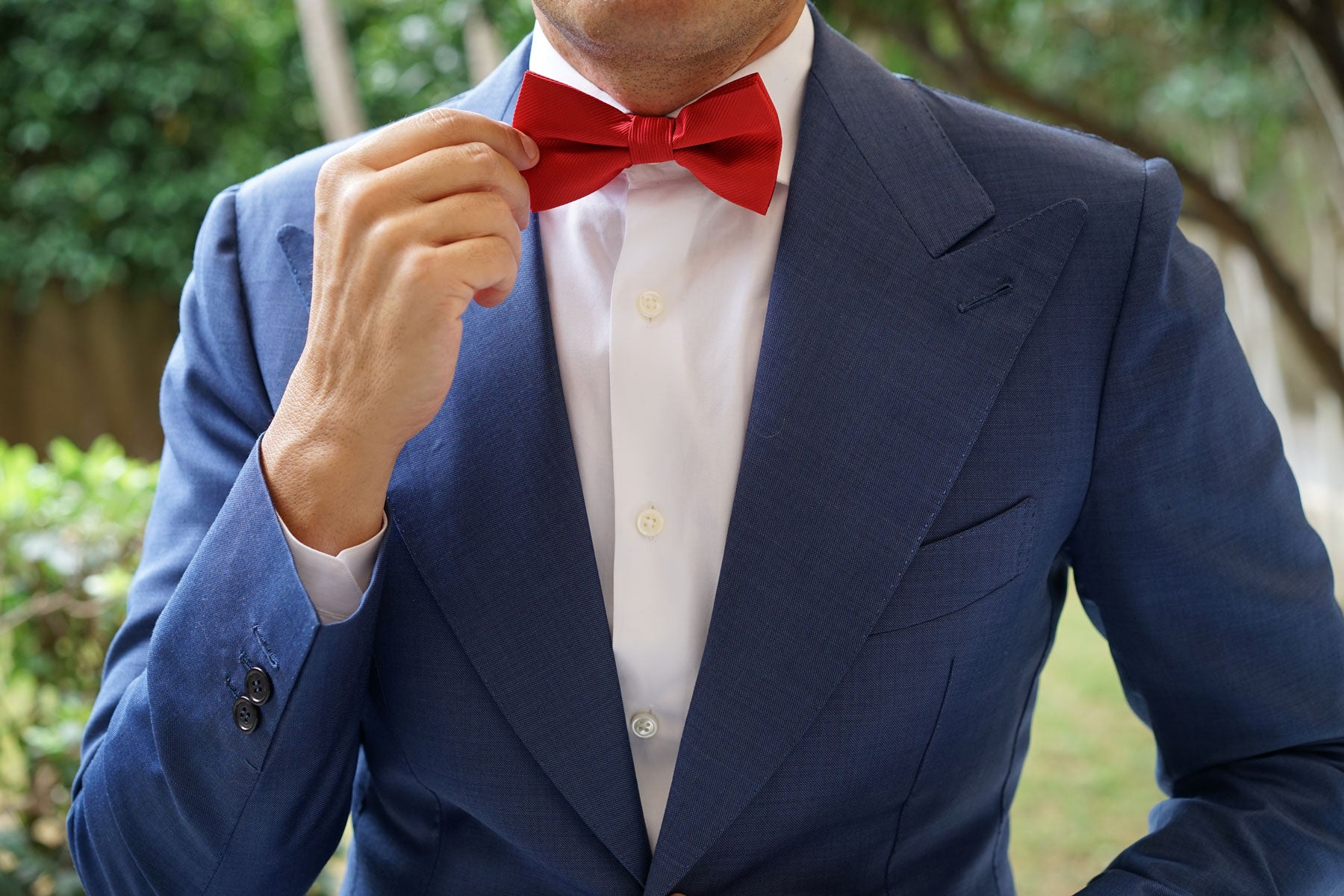 Carmine Red Twill Bow Tie