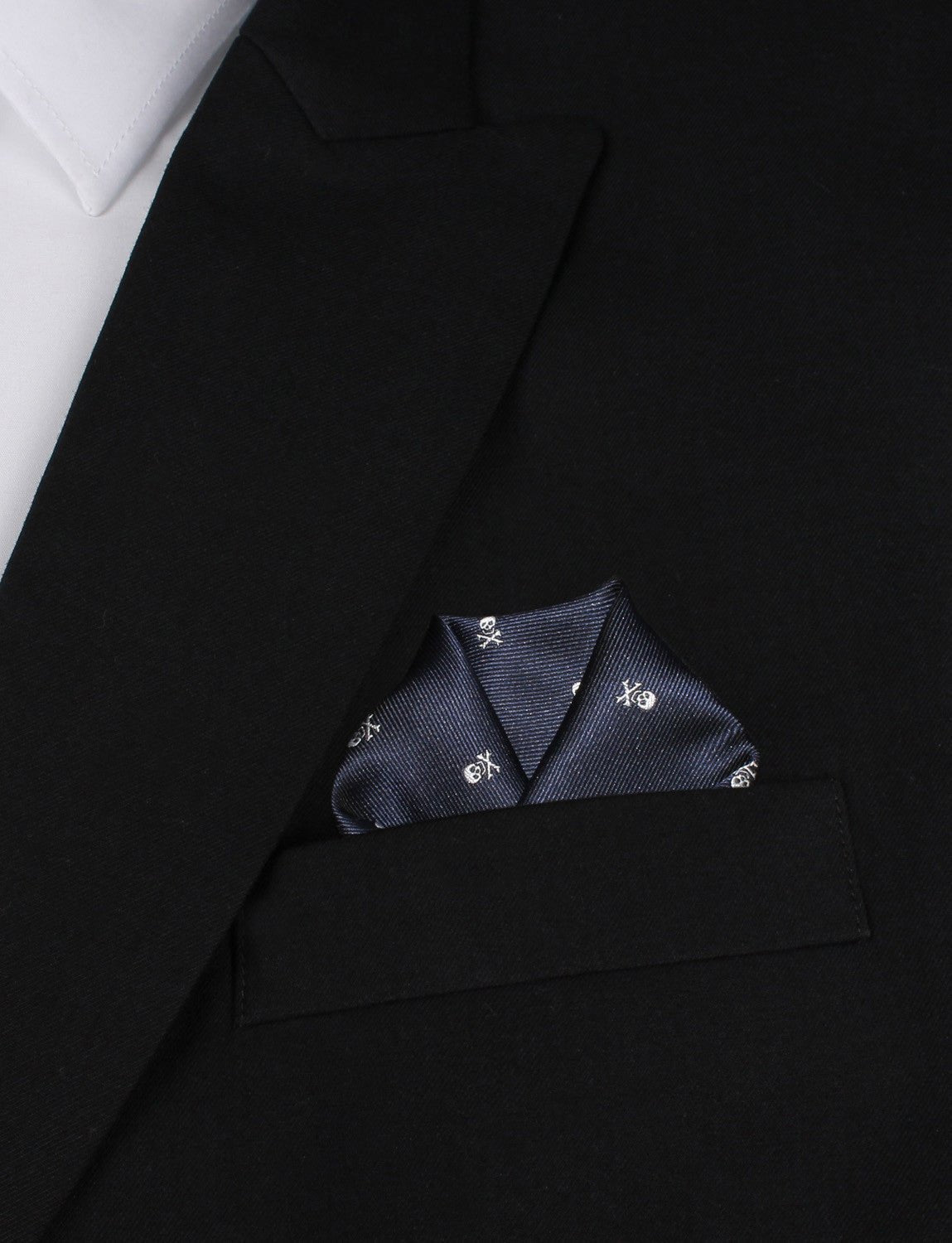 Navy Blue Pirate Skull Pocket Square