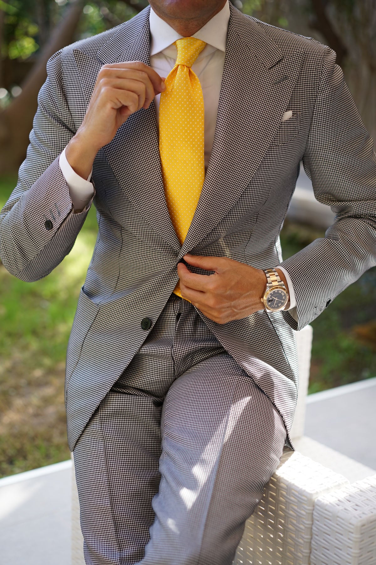 Yellow Mini Polka Dots Necktie