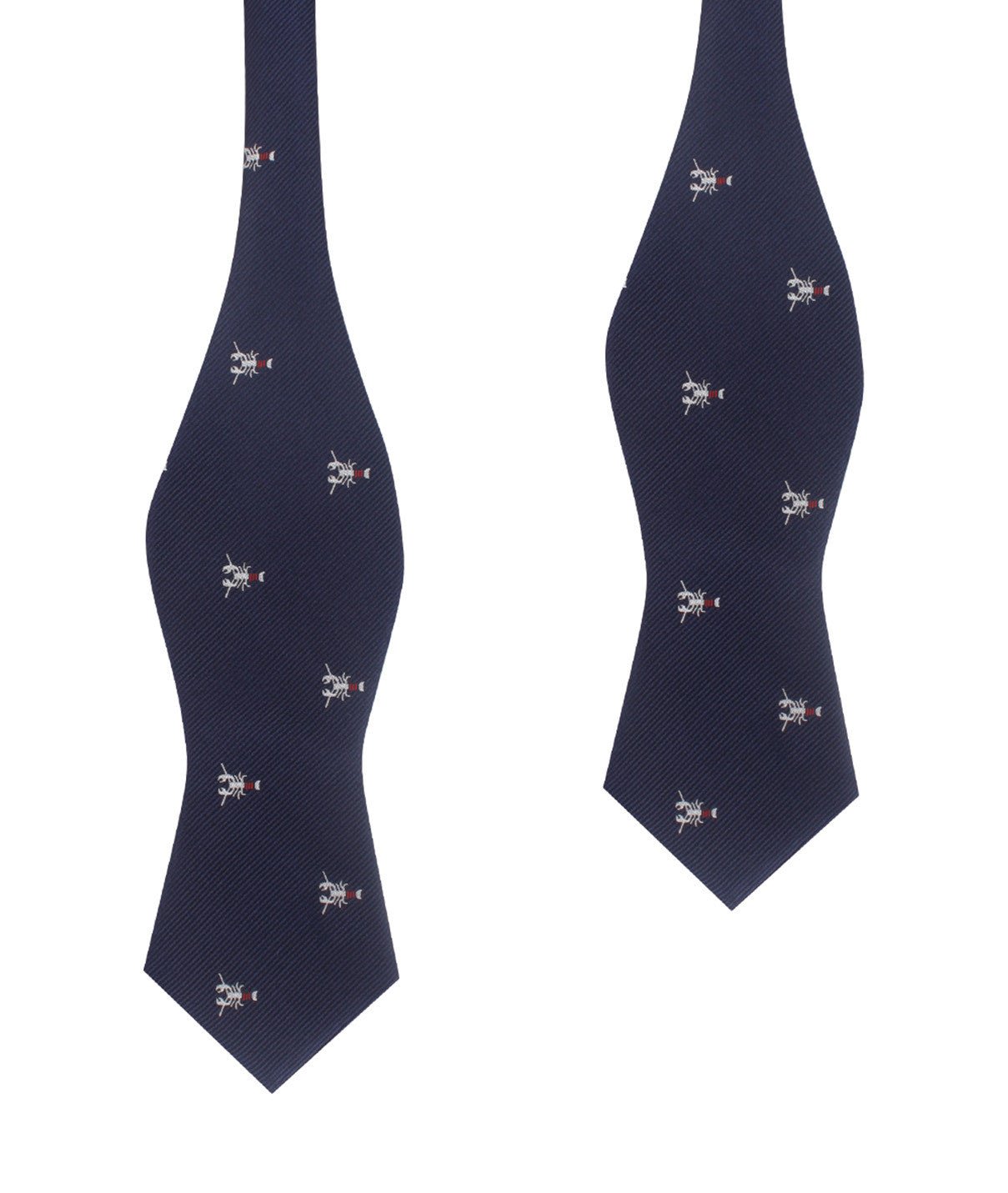 Navy Blue Lobster Self Tie Diamond Tip Bow Tie