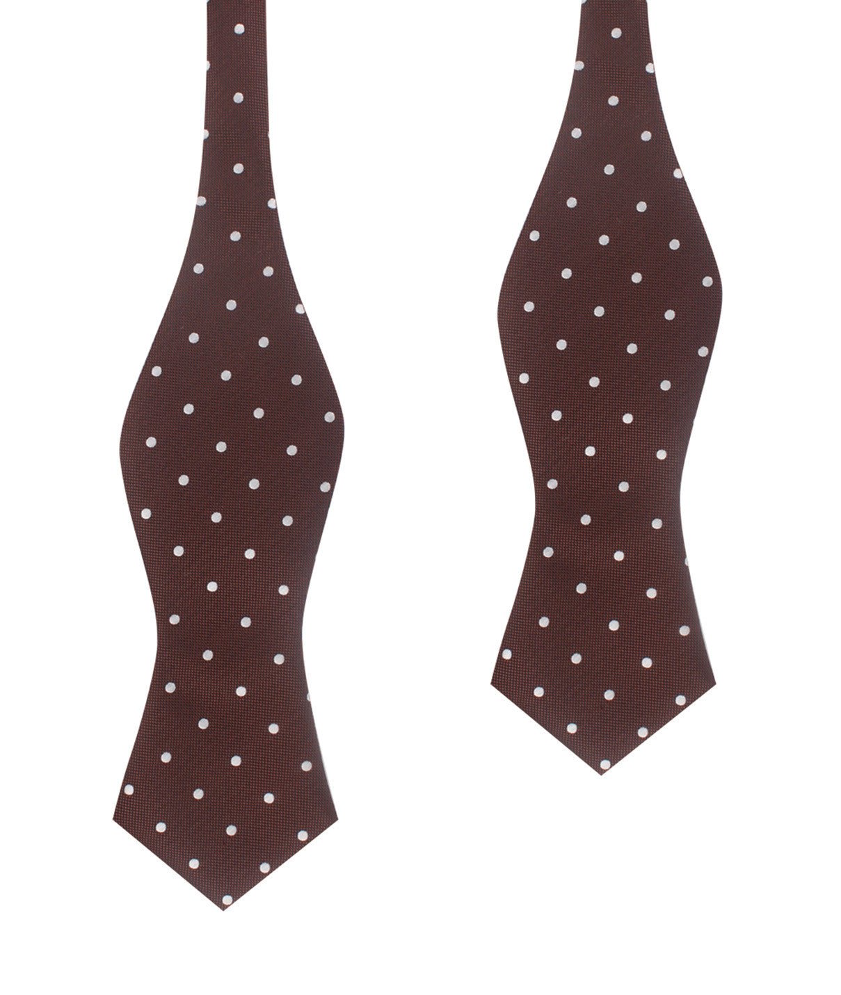 Brown with White Polka Dots Self Tie Diamond Tip Bow Tie