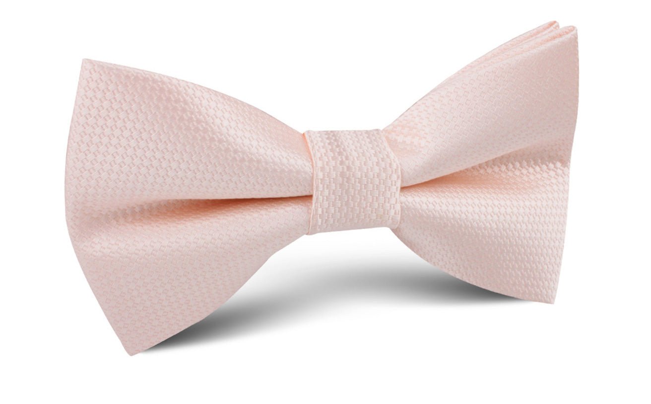 Blush Pink Basket Weave Bow Tie