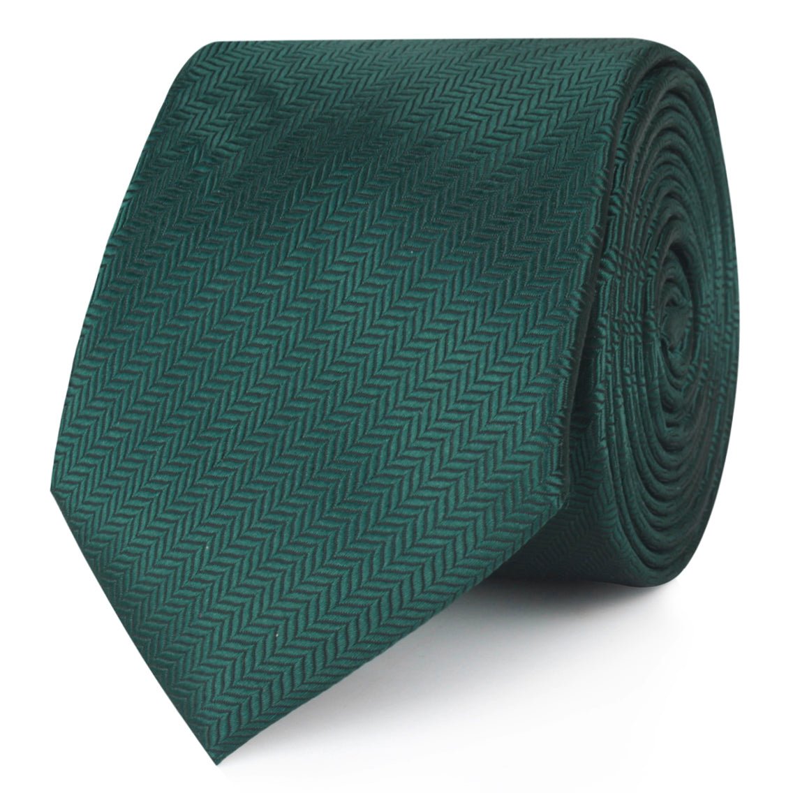 Dark Green Herringbone Skinny Tie