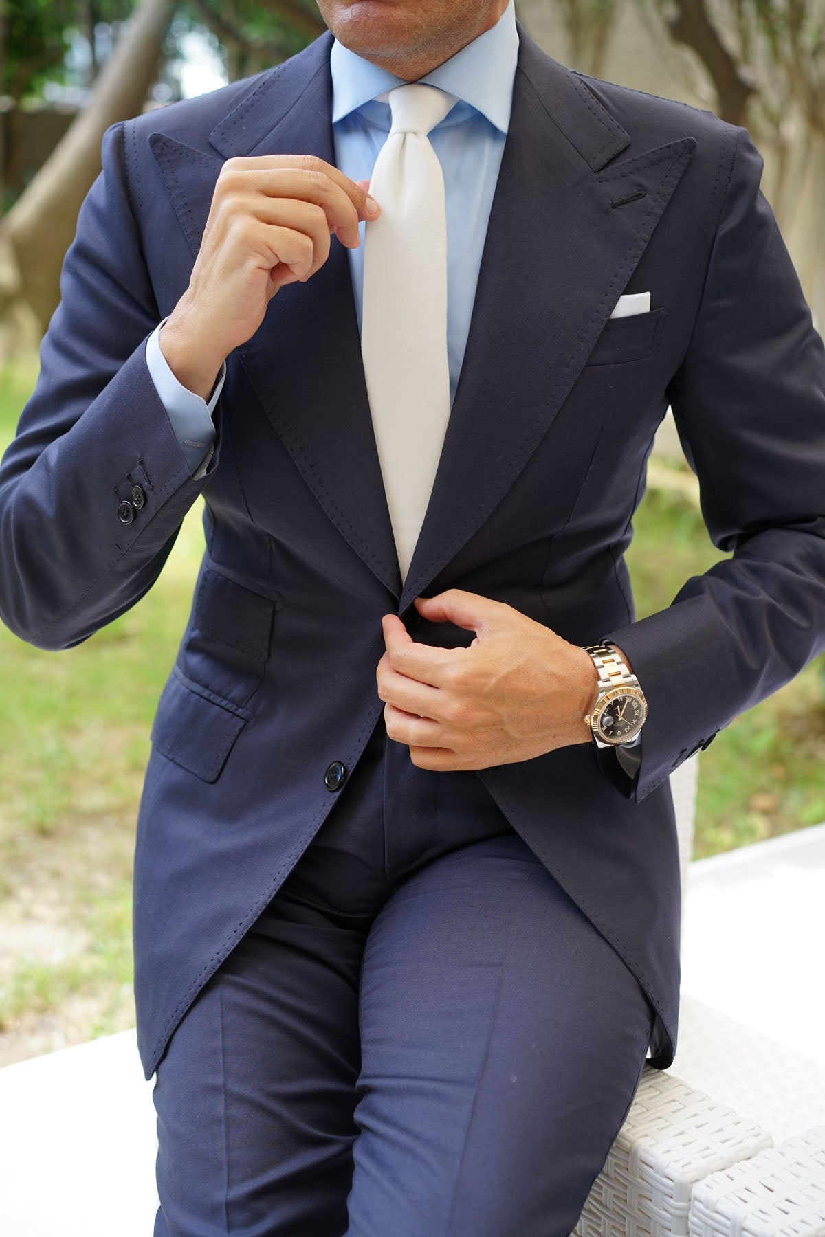 White Velvet Skinny Tie