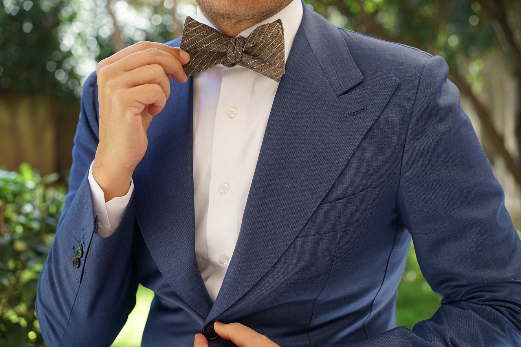 Sandman Linen Pinstripe Self Bow Tie