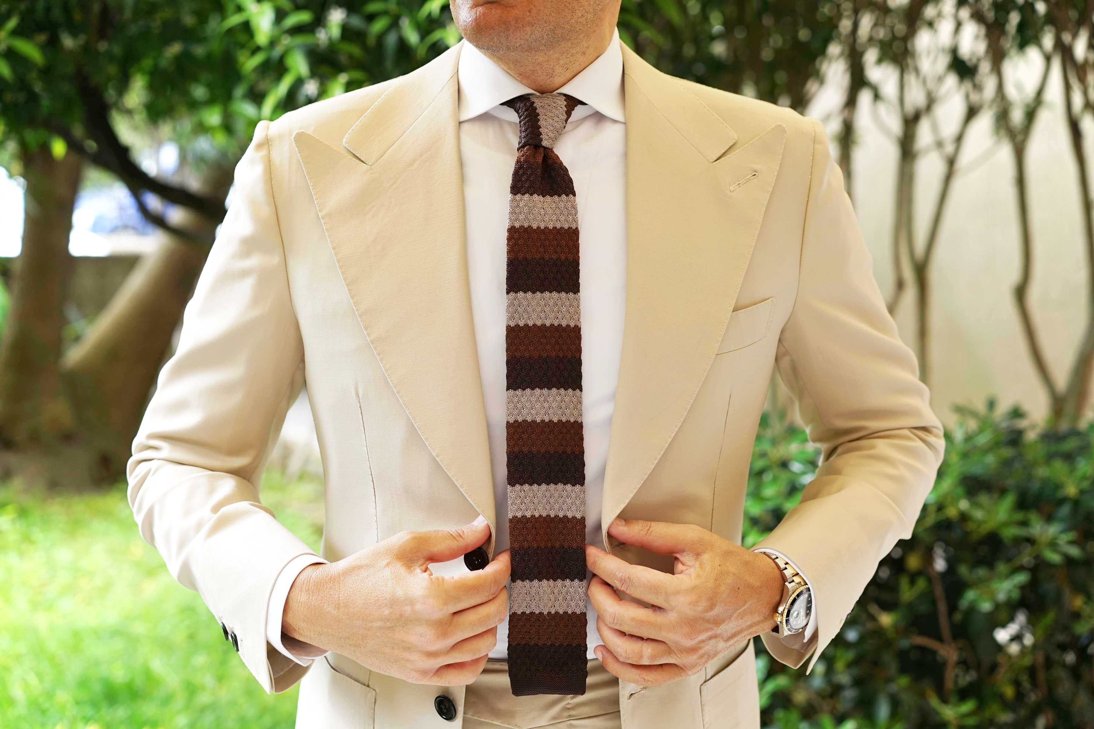 Three Shades of Brown Knitted Tie