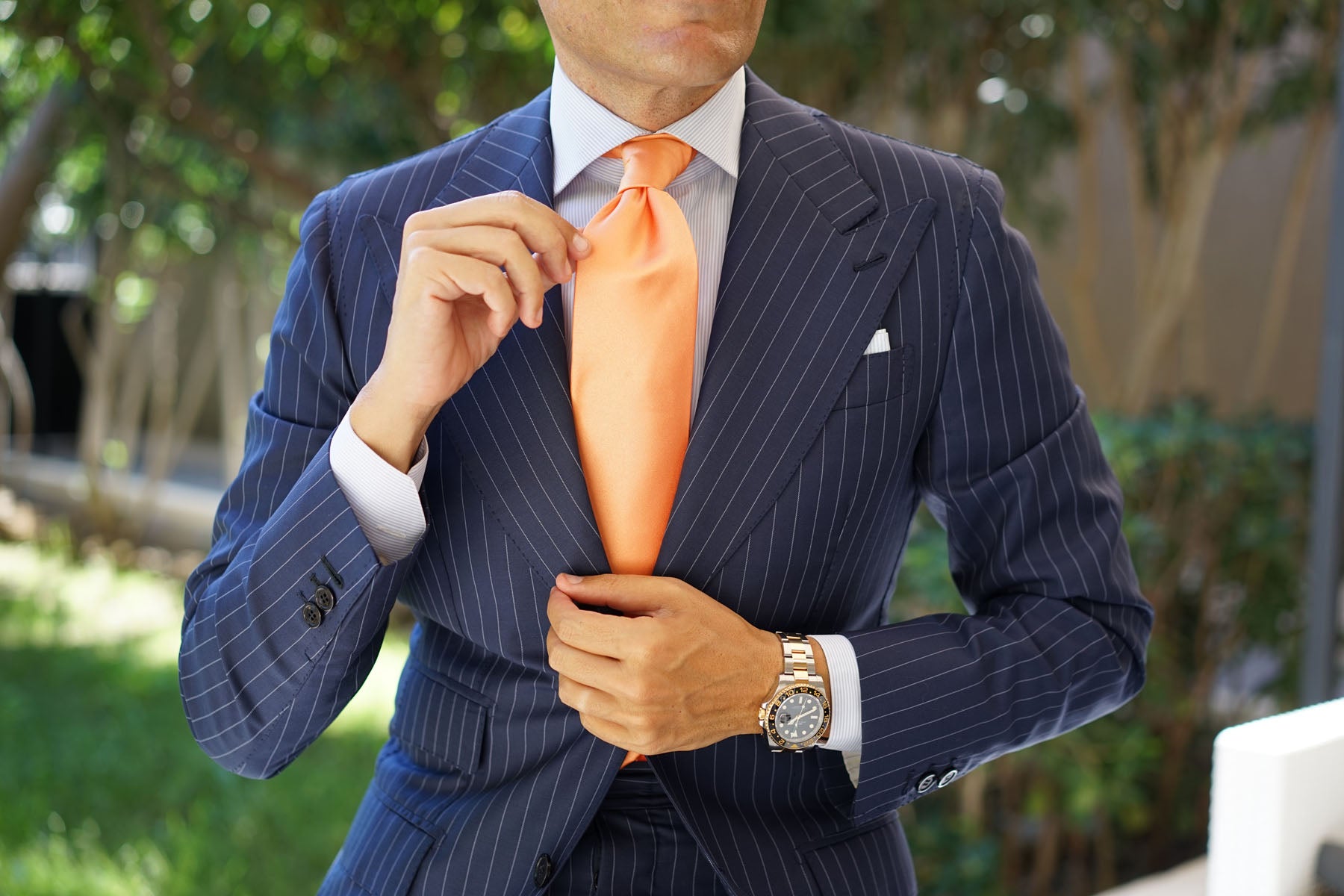 Orange Tangerine Satin Necktie