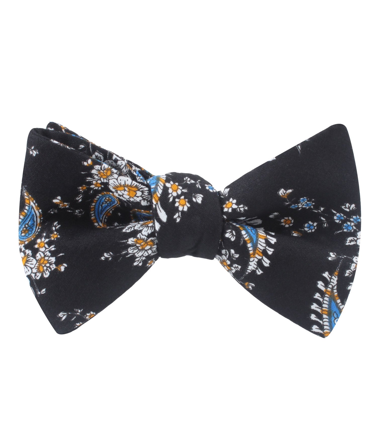 Venetian Lagoon Blue Paisley Self Bow Tie