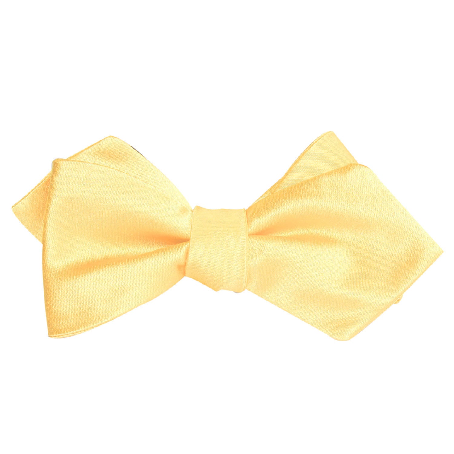 Light Yellow Satin Self Tie Diamond Tip Bow Tie