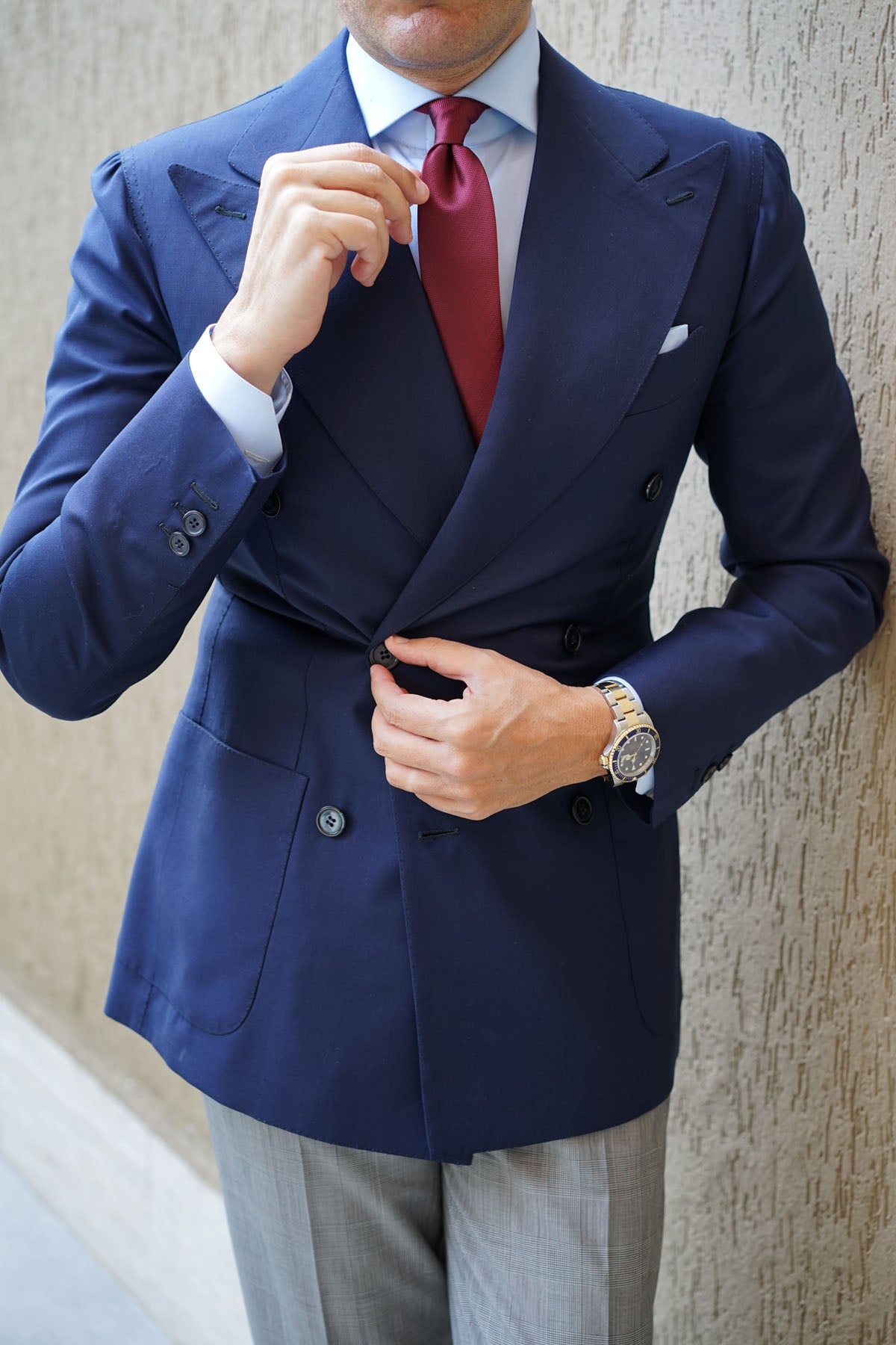 Burgundy Herringbone Skinny Tie