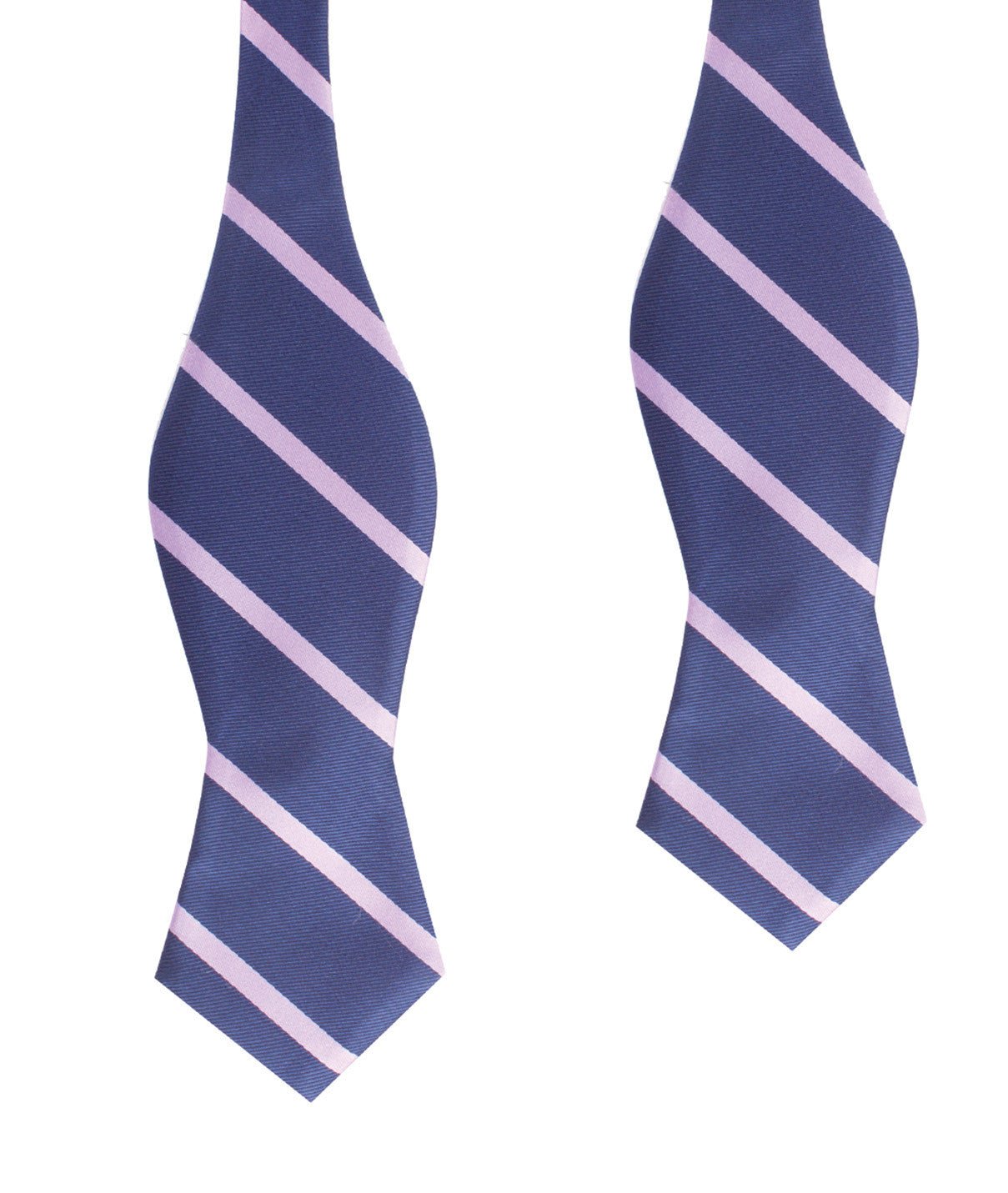 Navy Blue with Lavender Purple Stripes Self Tie Diamond Tip Bow Tie