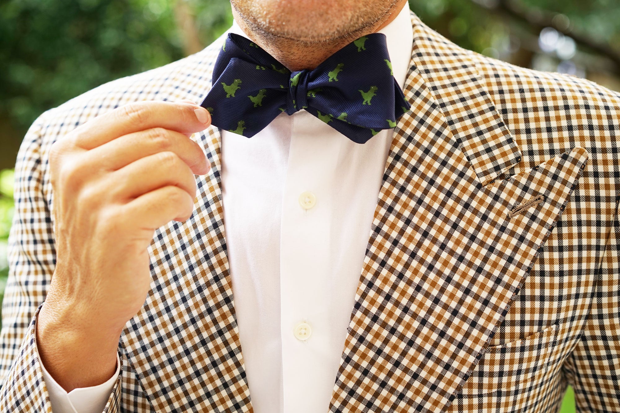 T-Rex Pixel Dinosaur Diamond Self Bow Tie