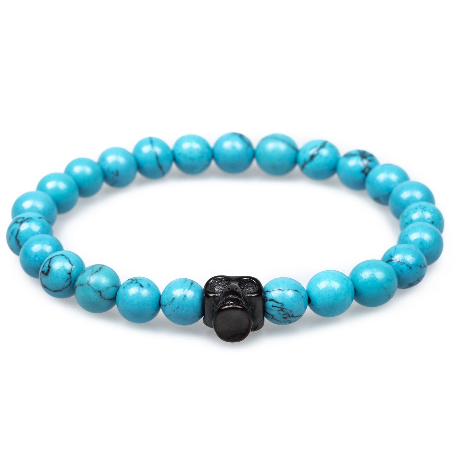 Blue Turquoise Black Skull Bracelet