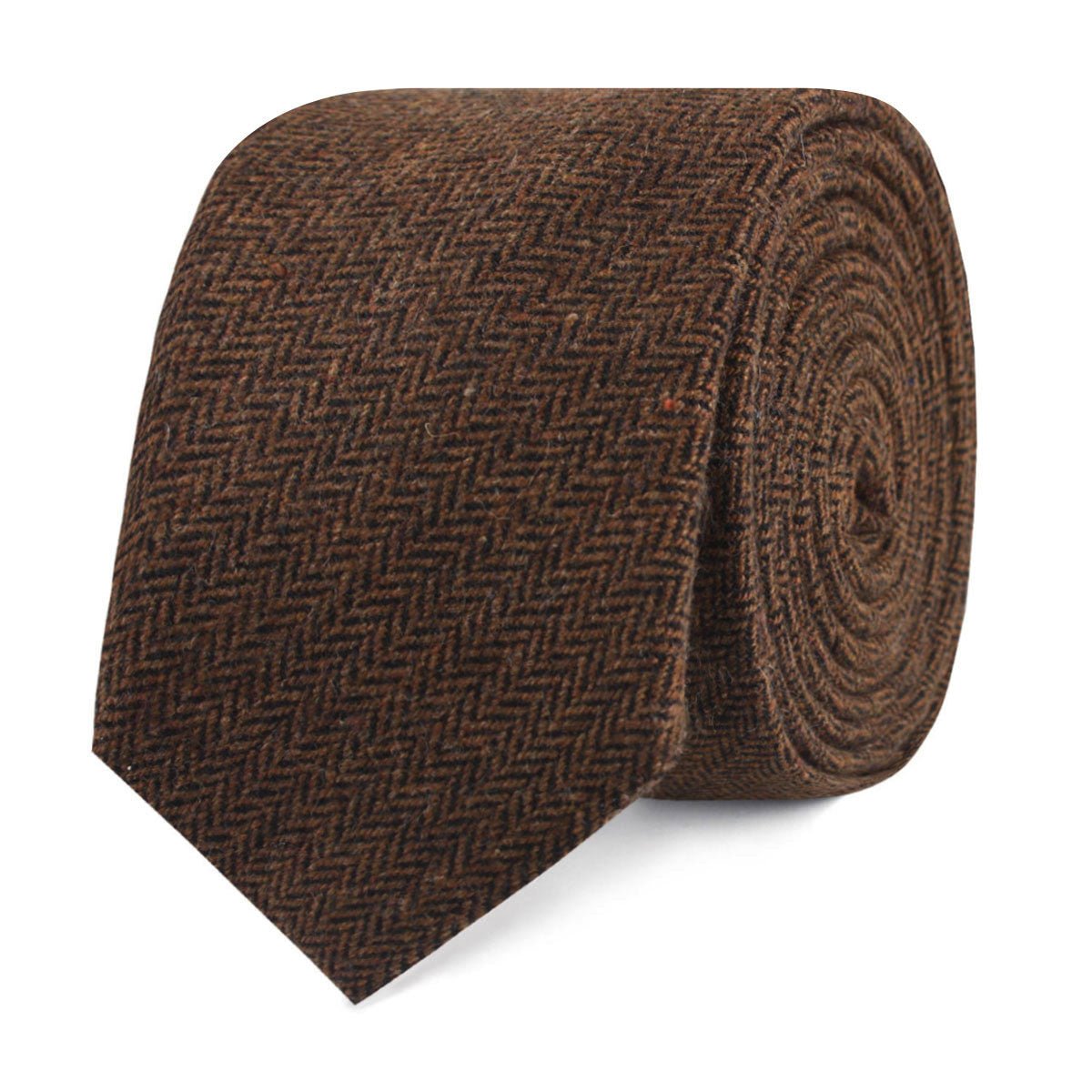 Cinnamon Herringbone Skinny Tie