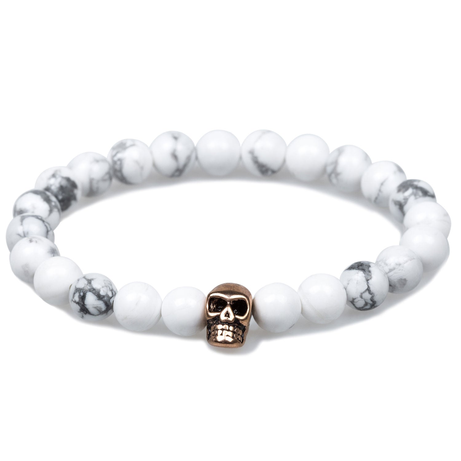 Holystone White Turquoise Rose Gold Skull Bracelet