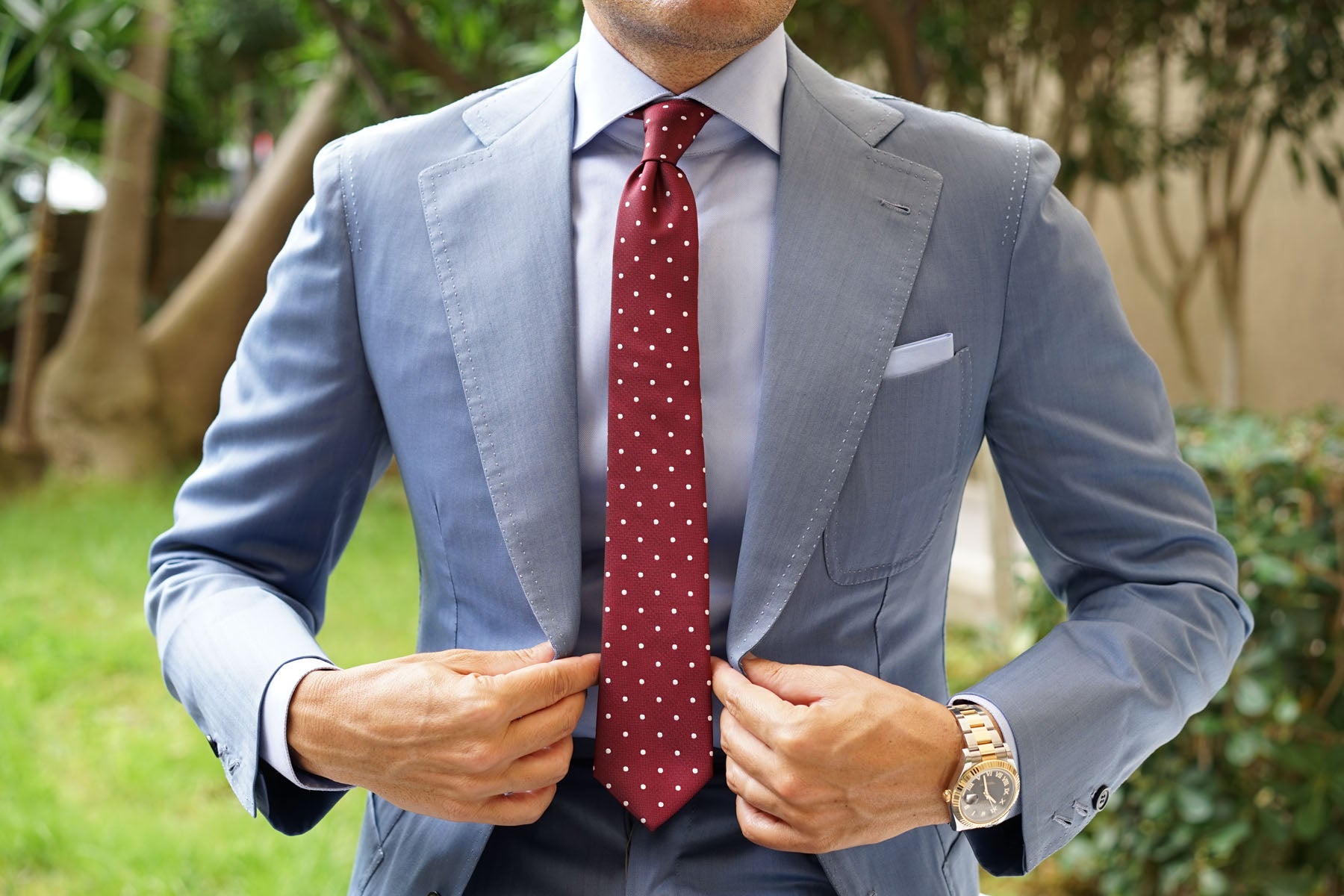 Mahogany Maroon with White Polka Dots Skinny Tie