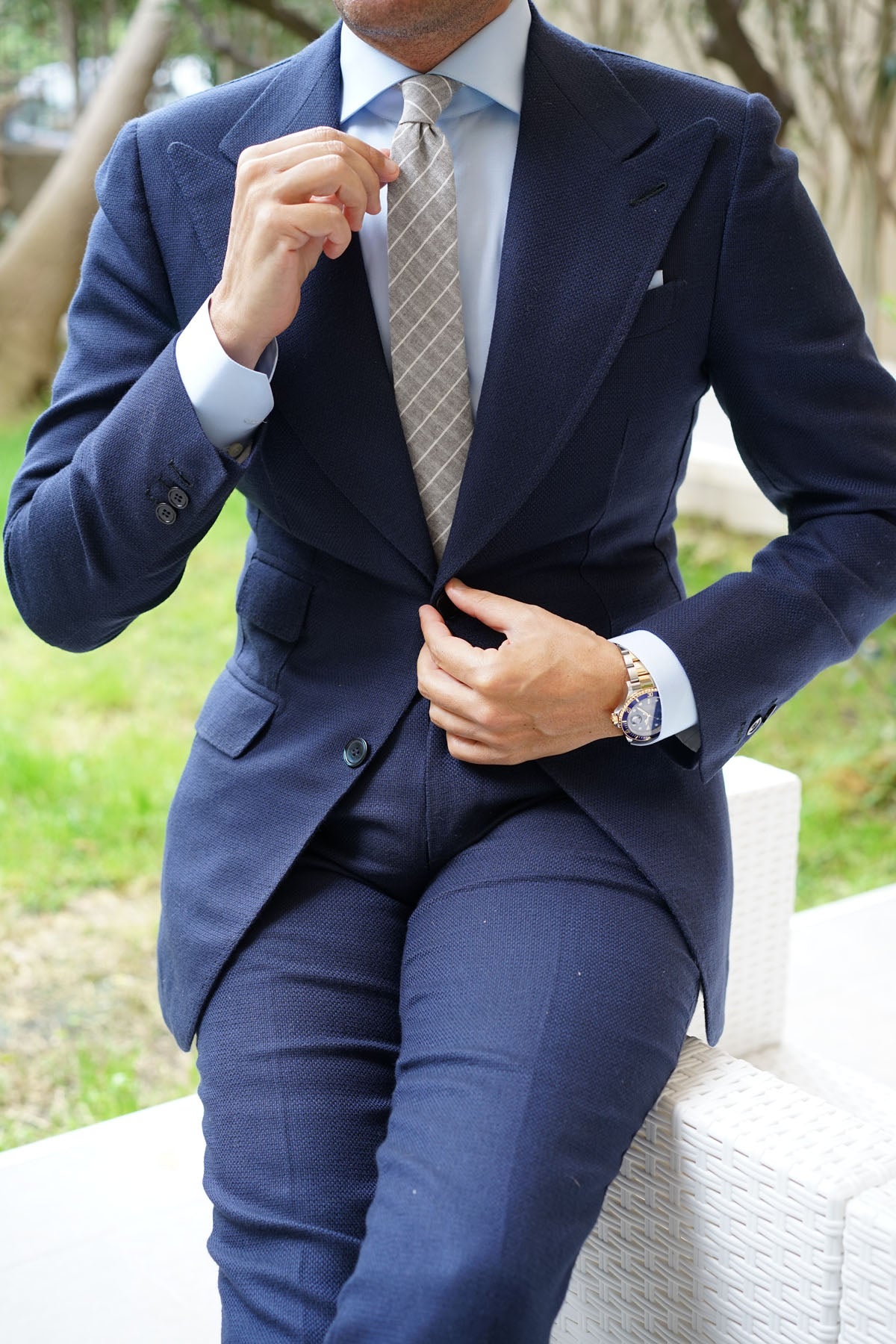 Grey Edinburgh Pinstripe Skinny Tie