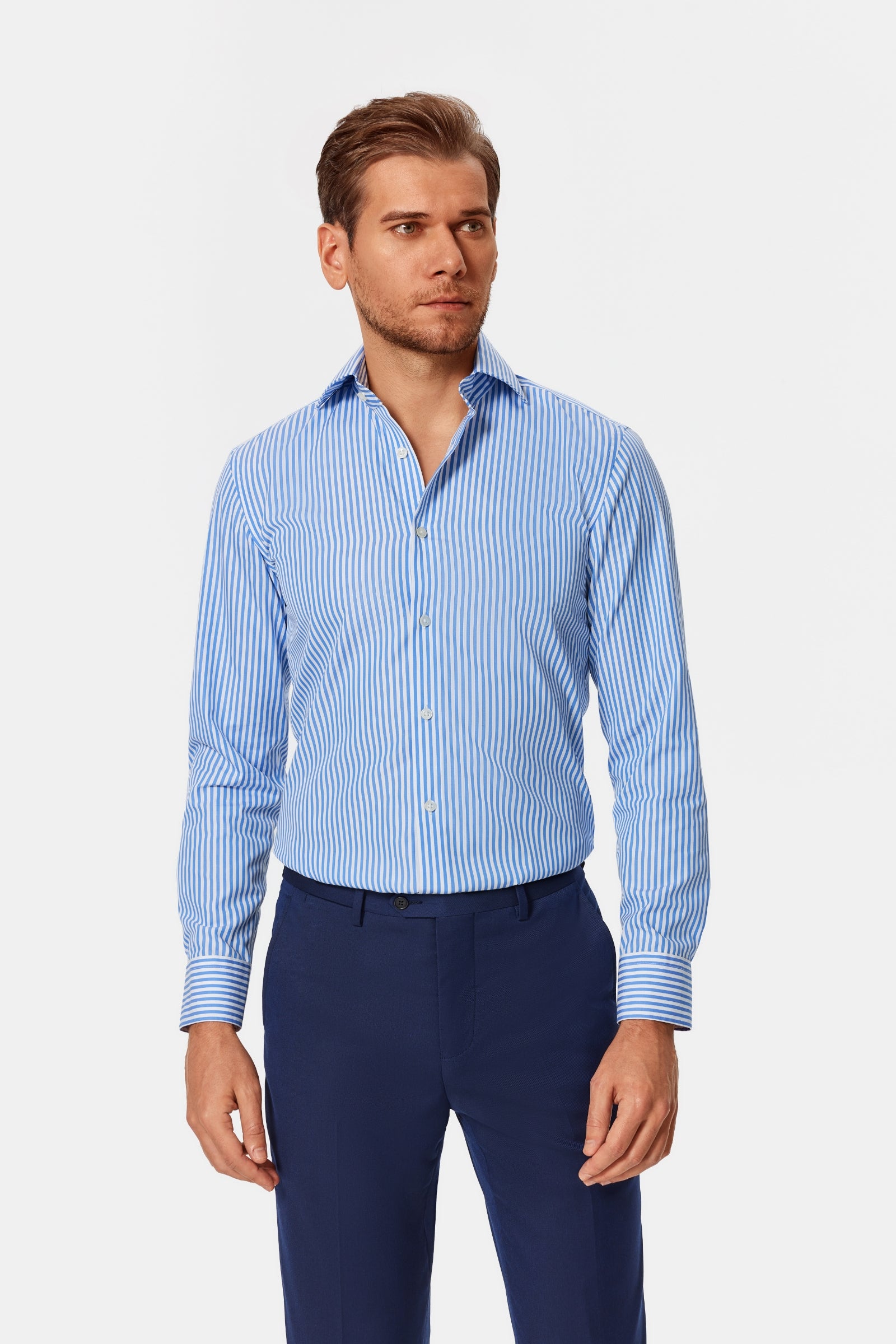 Brentley Blue Stripe Poplin Shirt