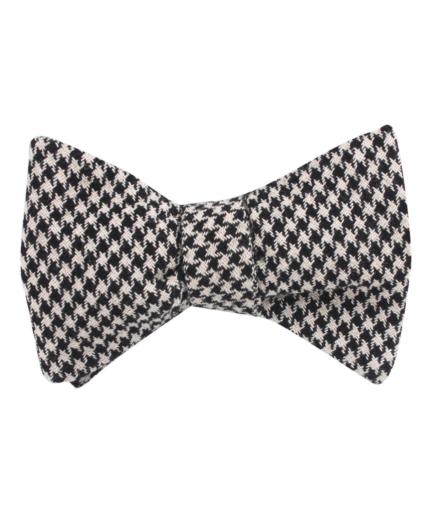 Black Houndstooth Spider Linen Self Bow Tie