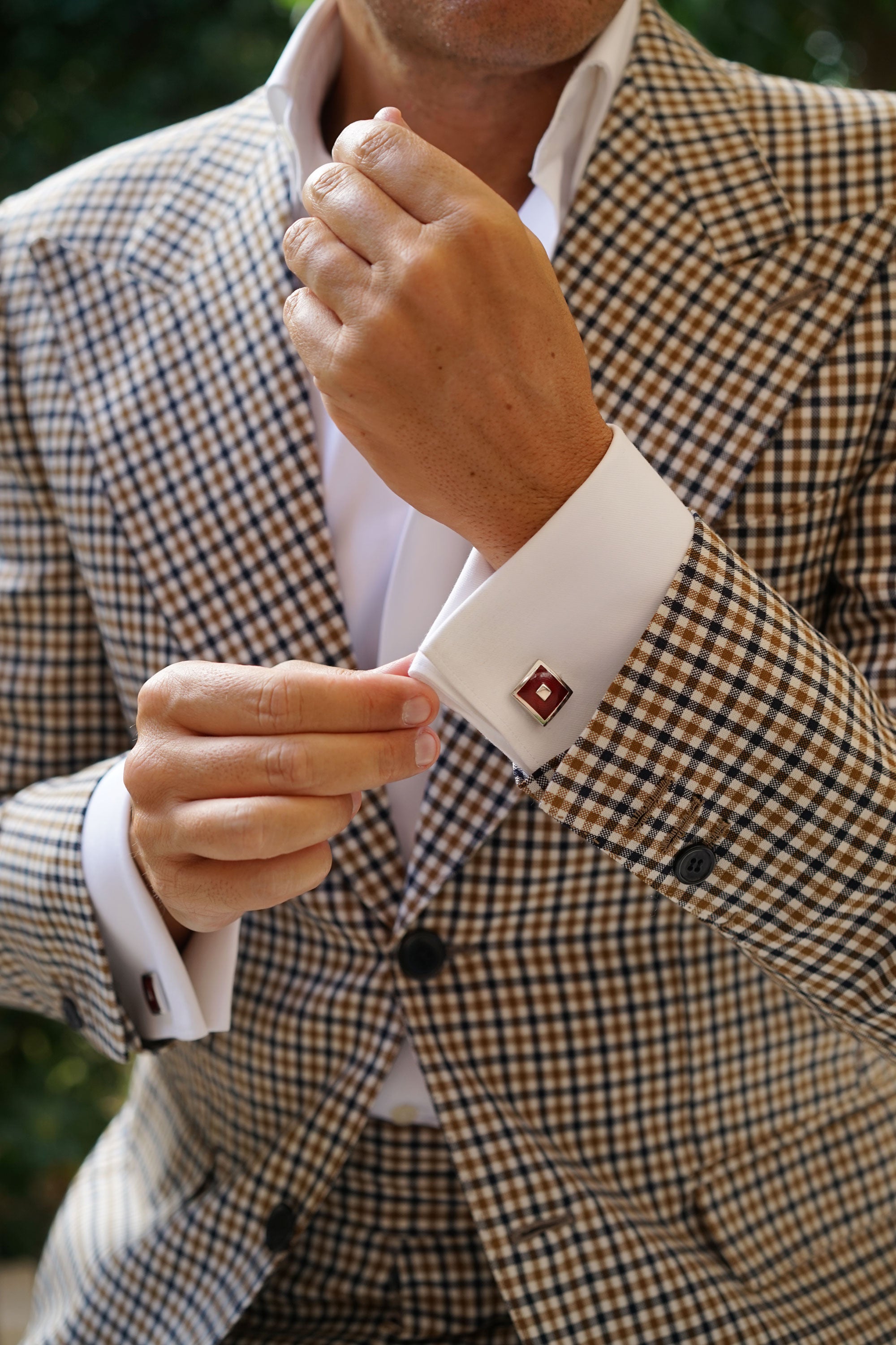 Silver Red Square Cufflinks