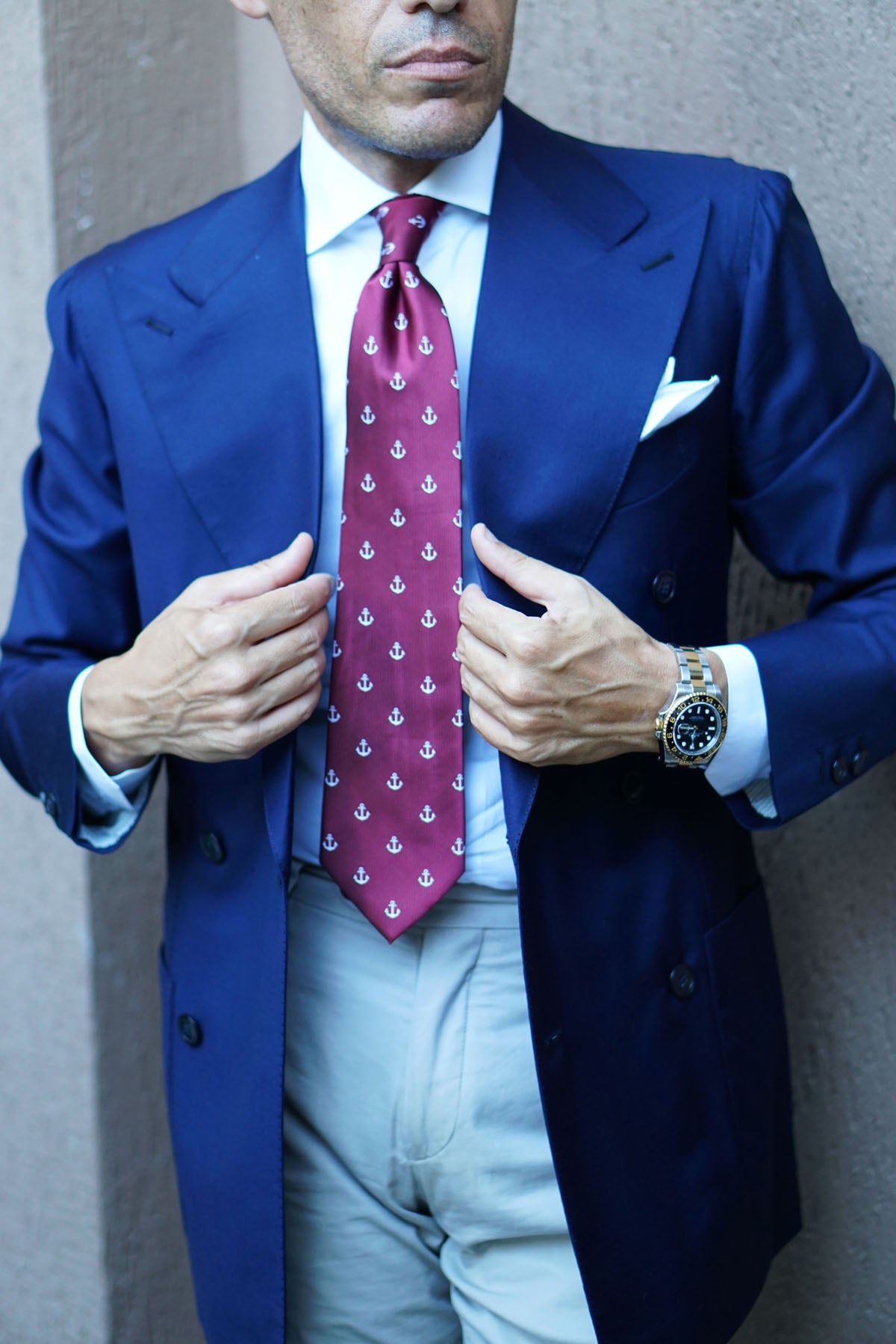 Burgundy Anchor Necktie