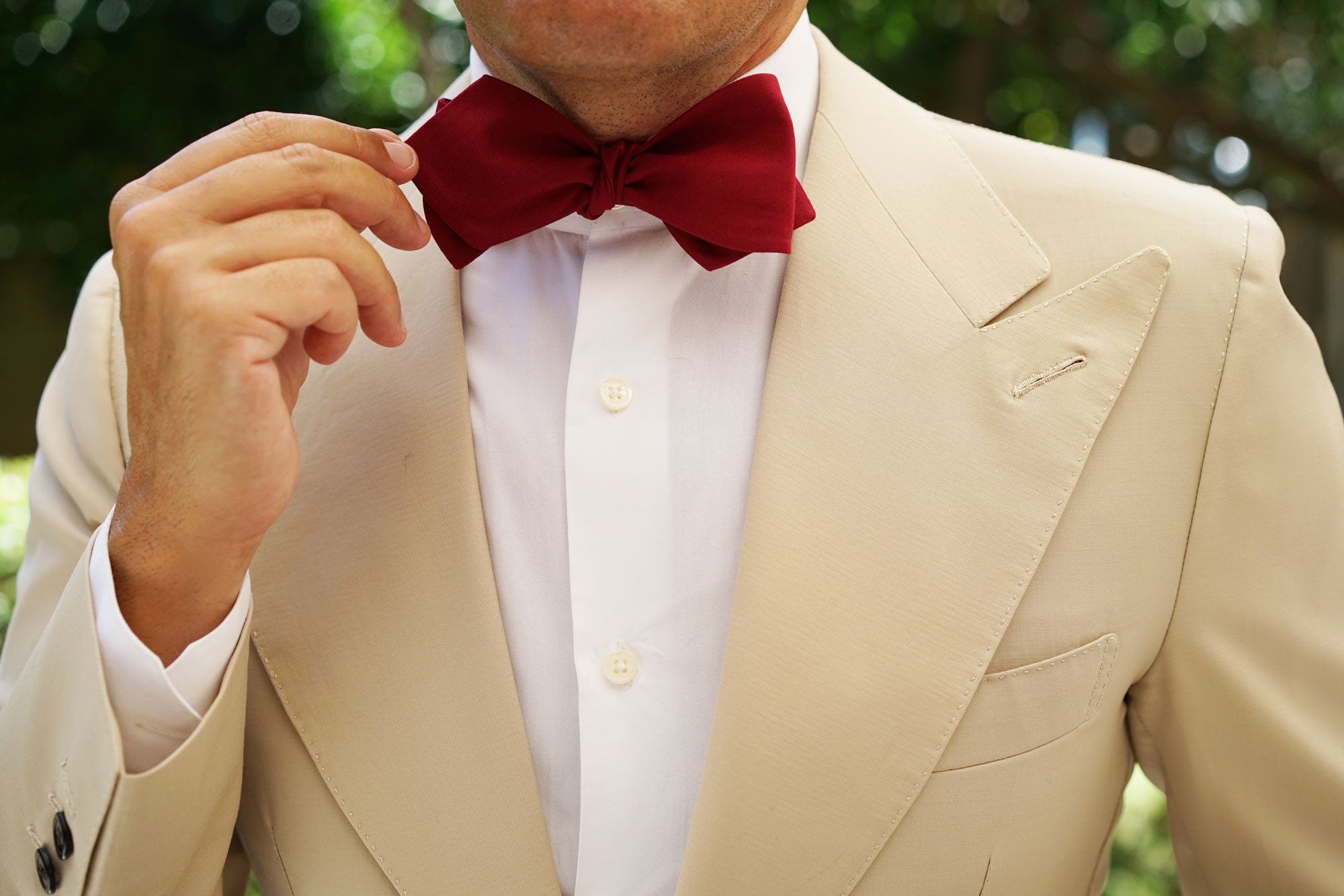 Maroon Cotton Self Tie Diamond Bow Tie