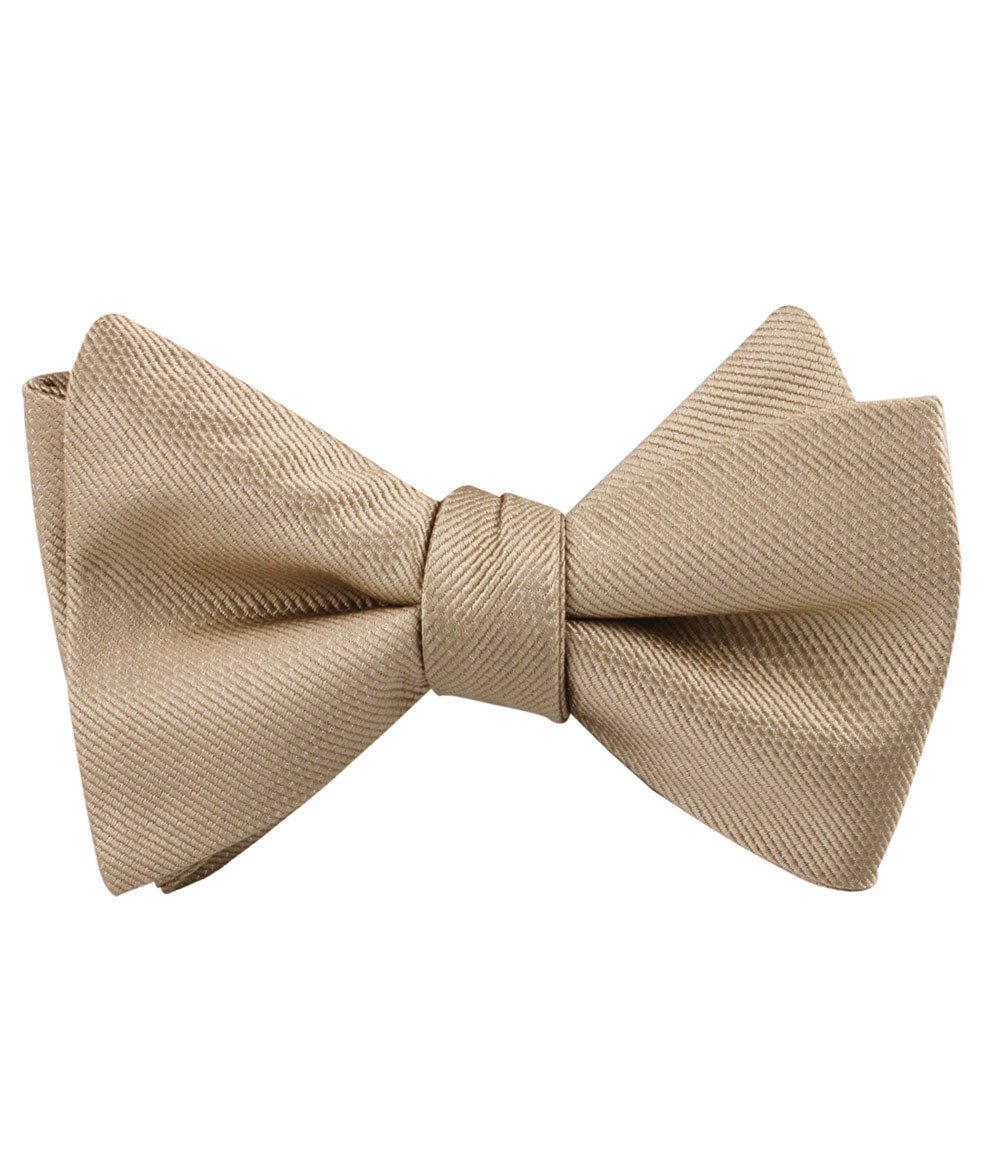 Champagne Gold Metallic Weave Self Bow Tie