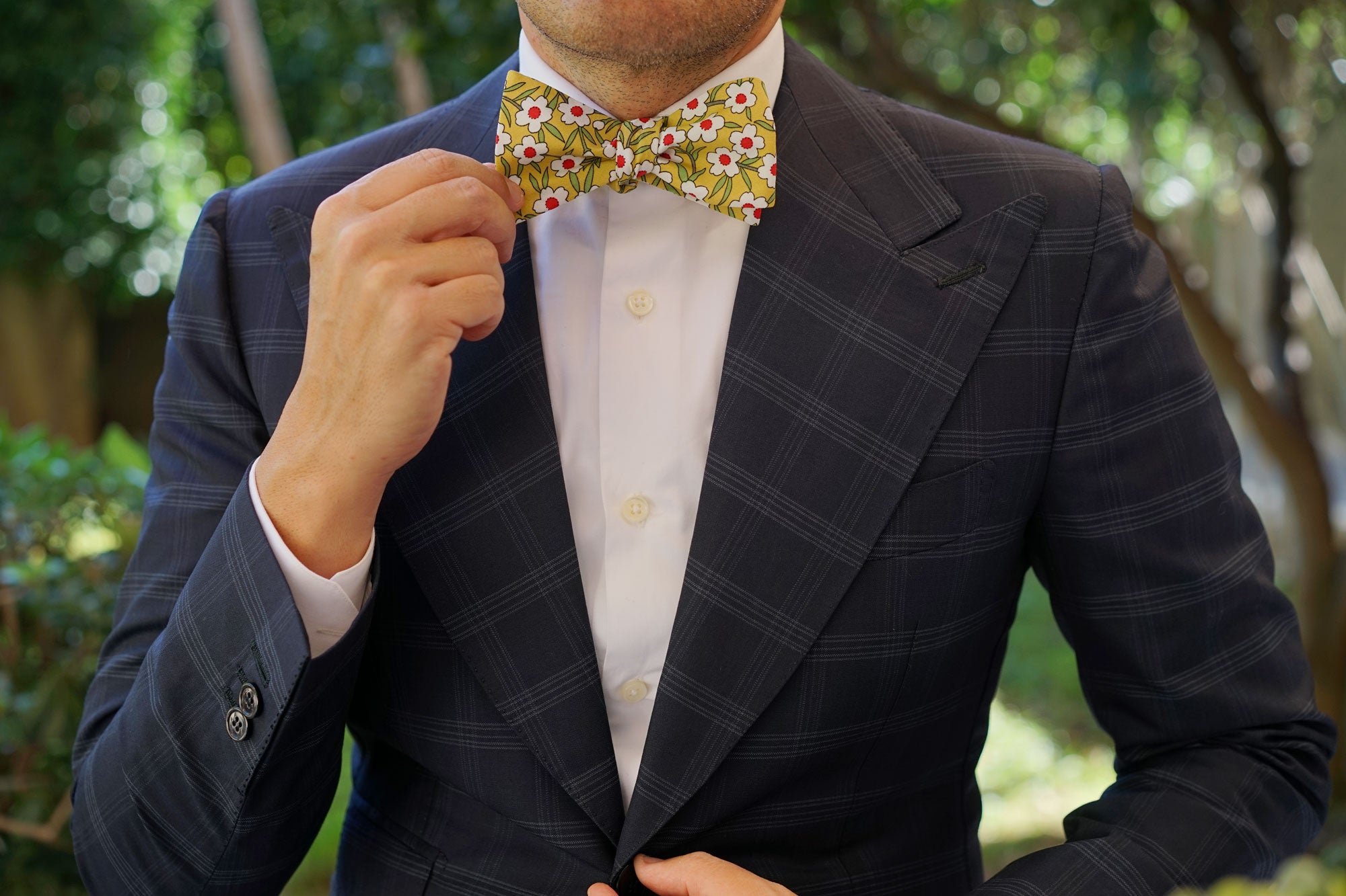 Cuban Marigold Floral Self Bow Tie