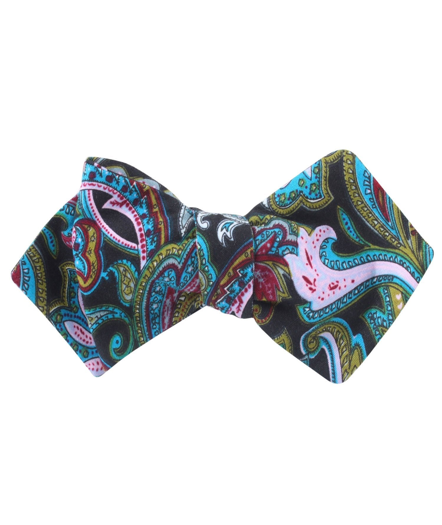 Filicudi Maroon & Green Paisley Diamond Self Bow Tie