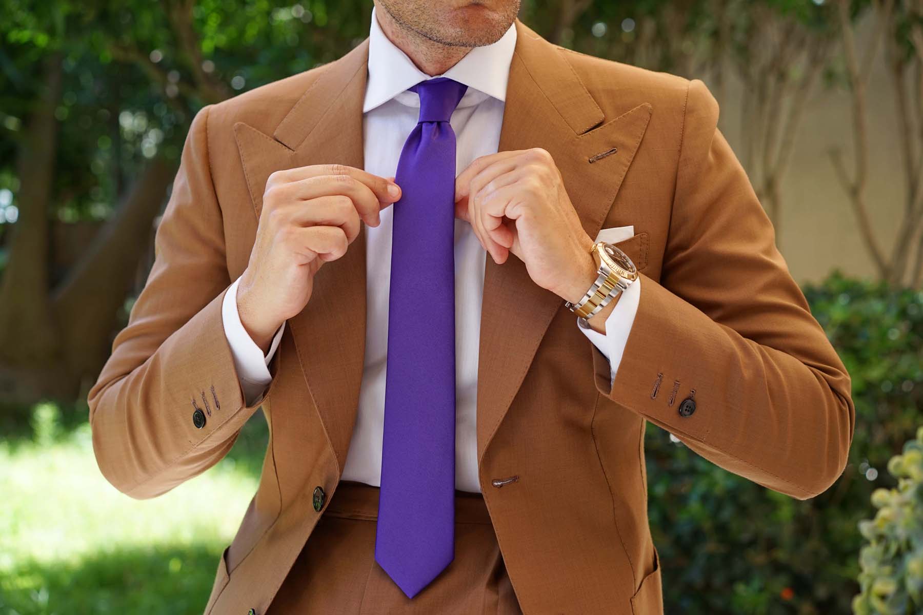 Royal Violet Purple Satin Skinny Tie