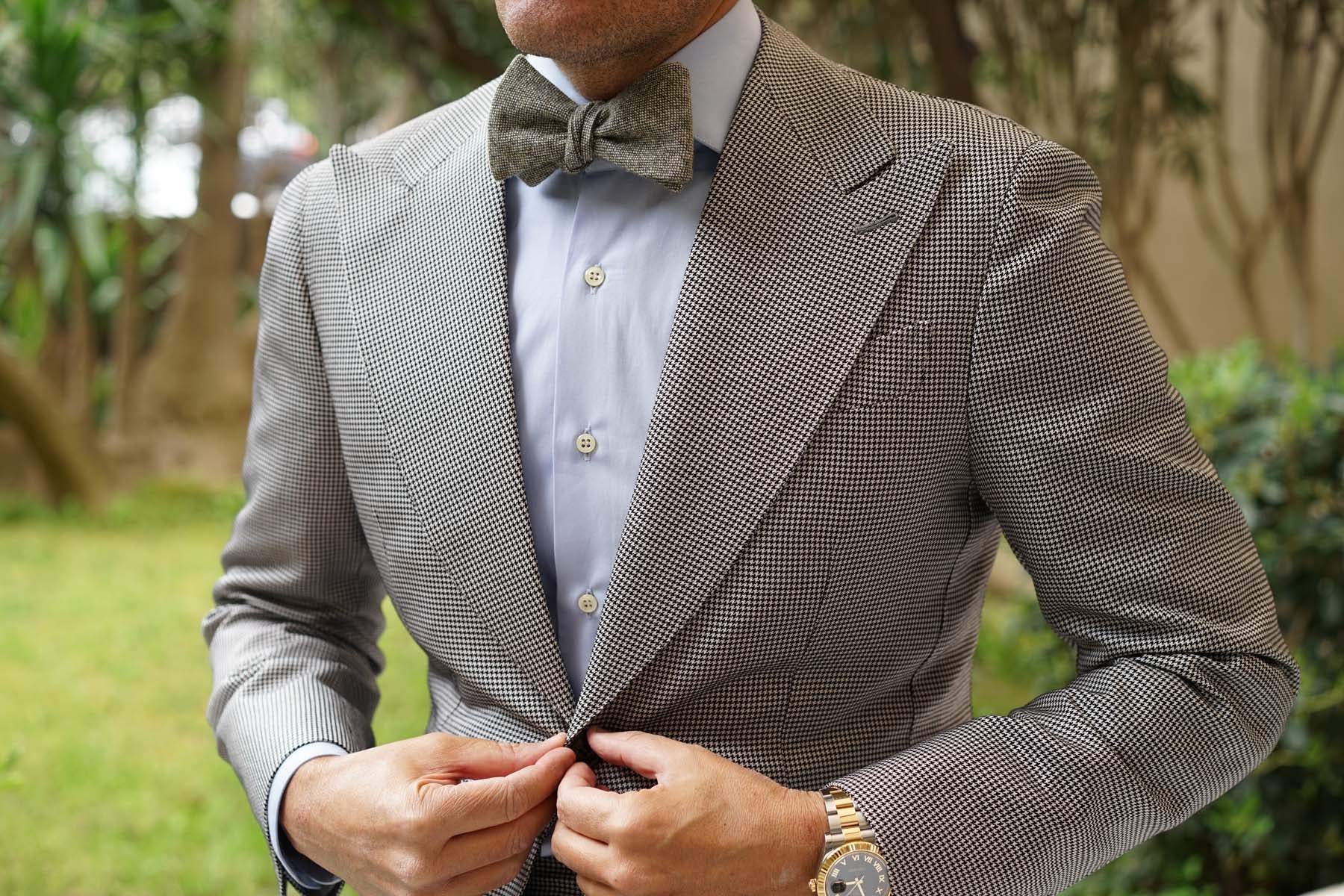 Southdown Donegal Green Wool Self Bow Tie