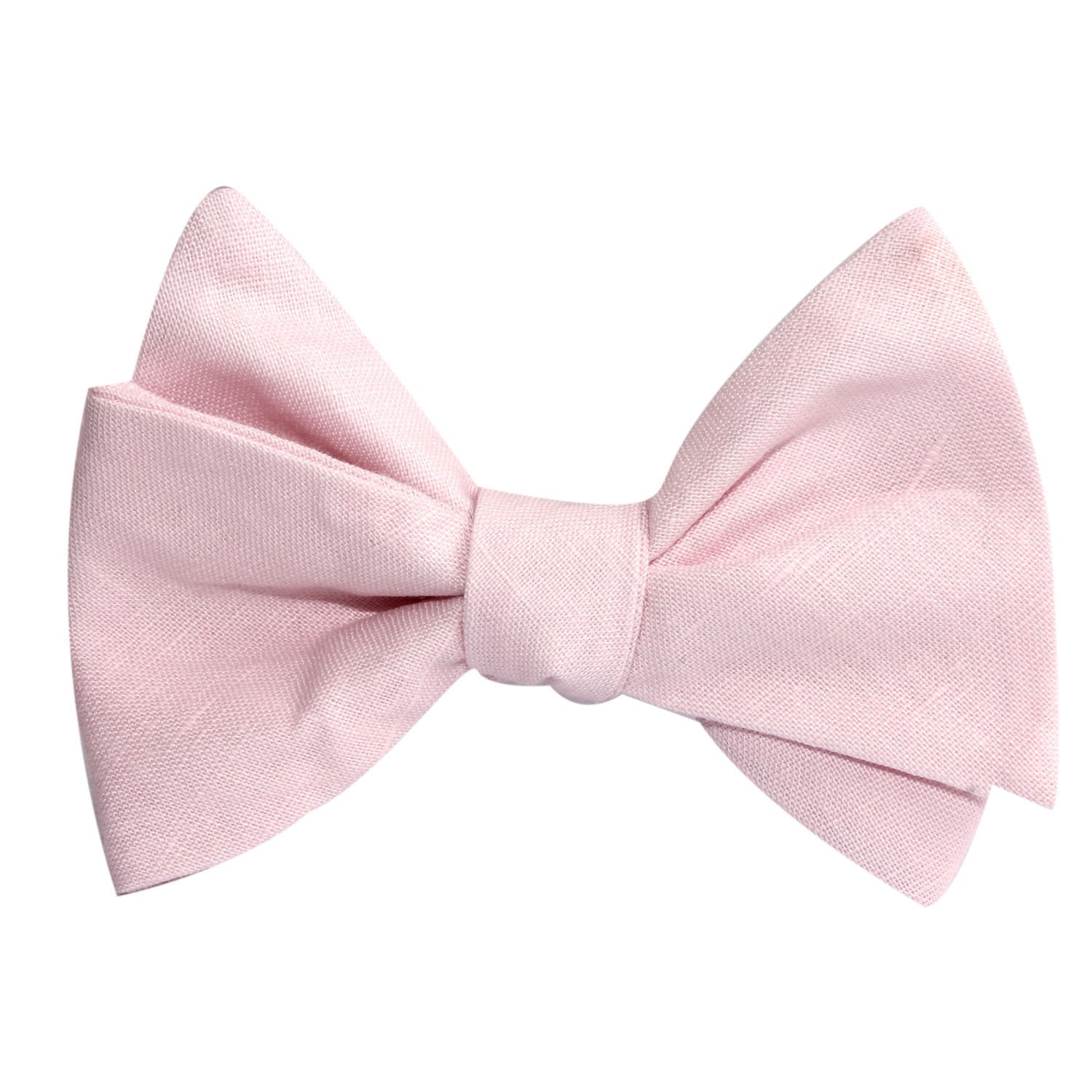 Blush Pink Slub Linen Self Tie Bow Tie