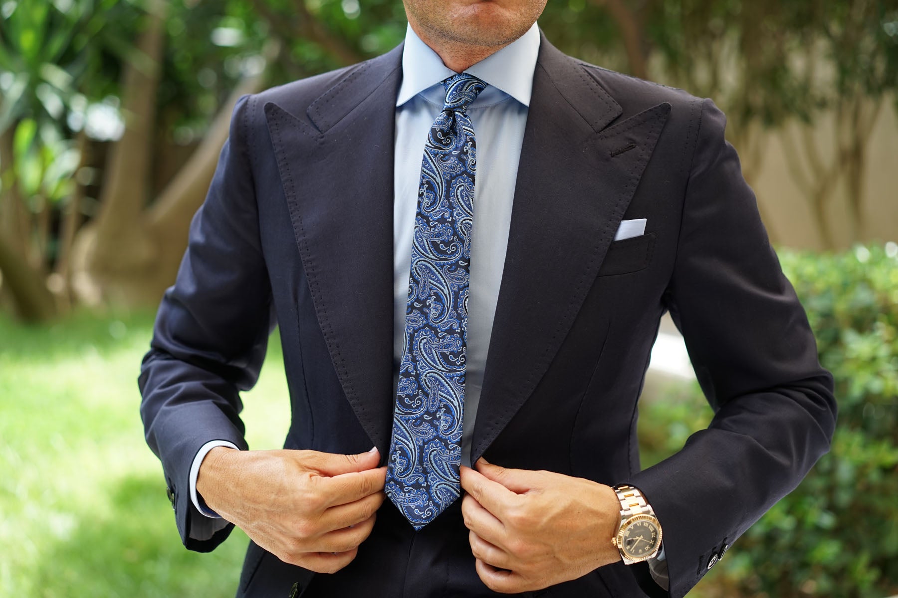 Paisley Black and Blue Skinny Tie