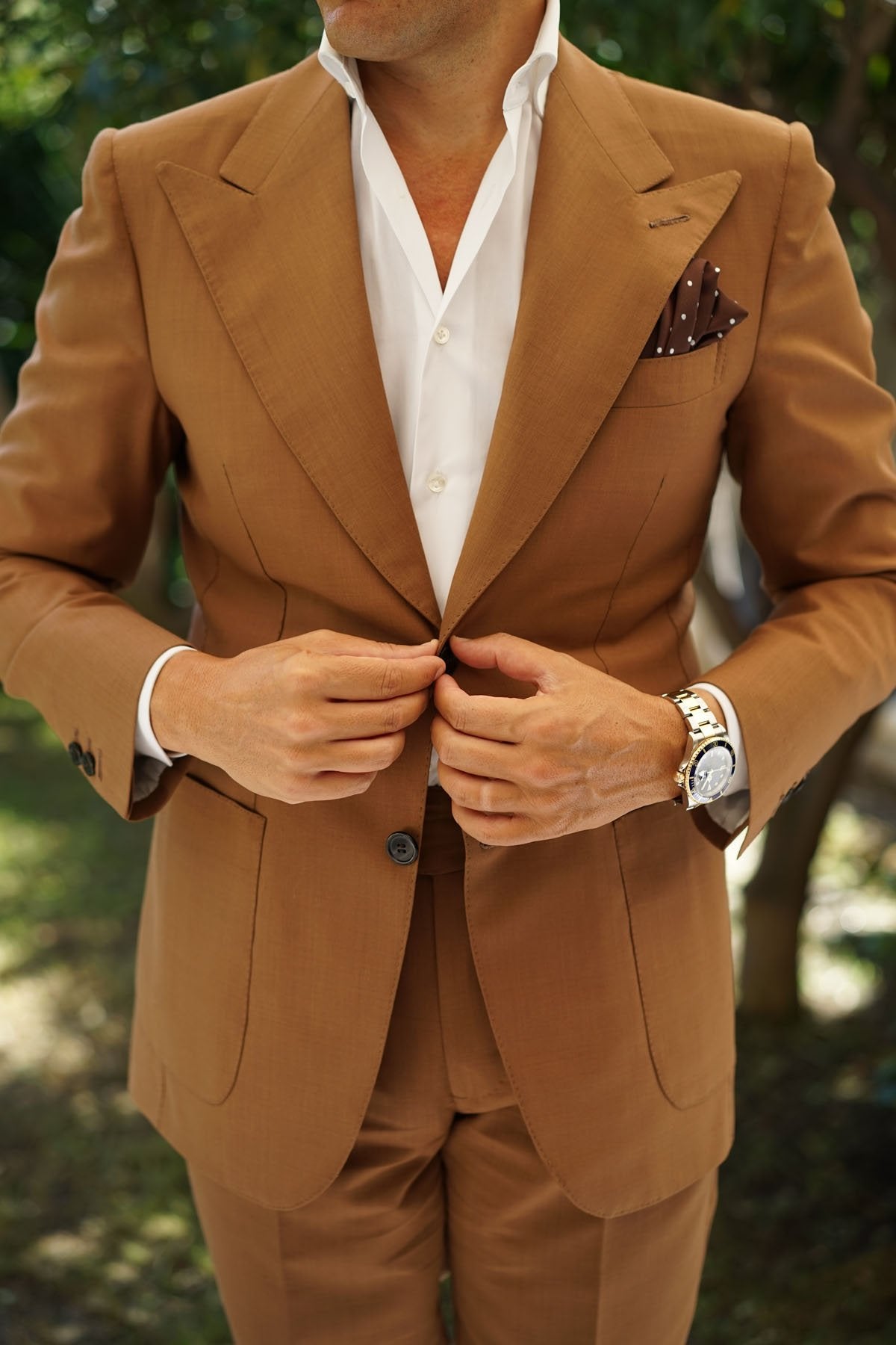 Brown with White Polka Dots Pocket Square