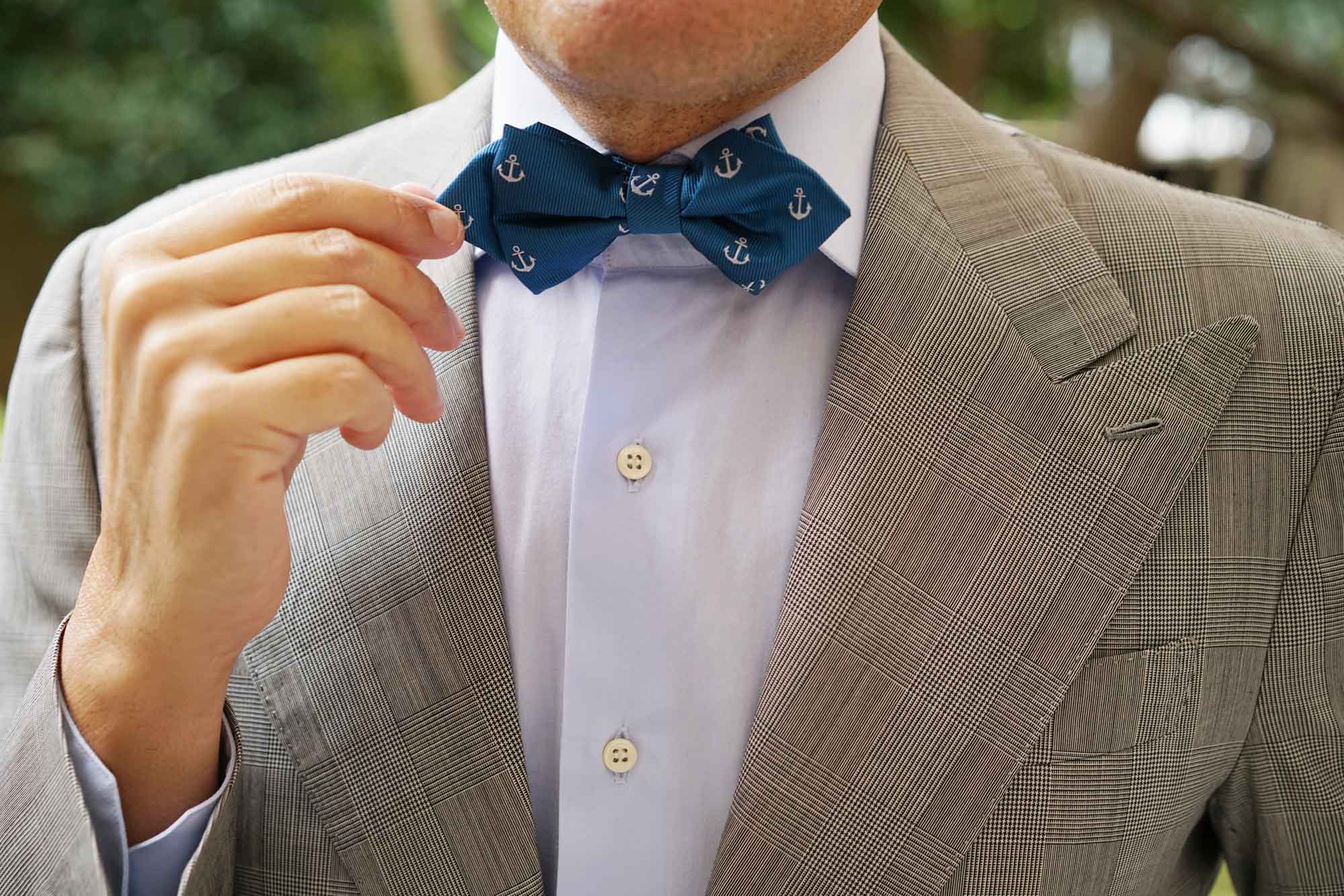 The OTAA Teal Blue Anchor Diamond Bow Tie