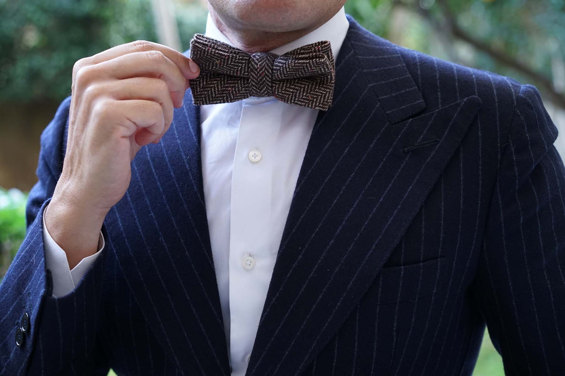 Herringbone Chestnut Wool Bow Tie