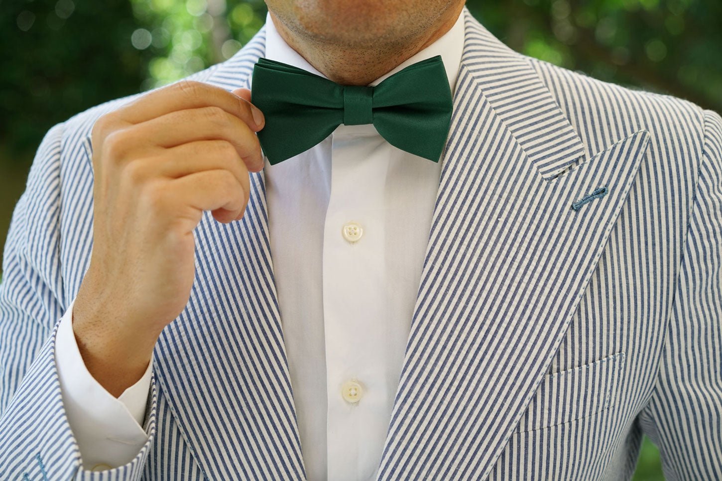 Juniper Green Satin Bow Tie