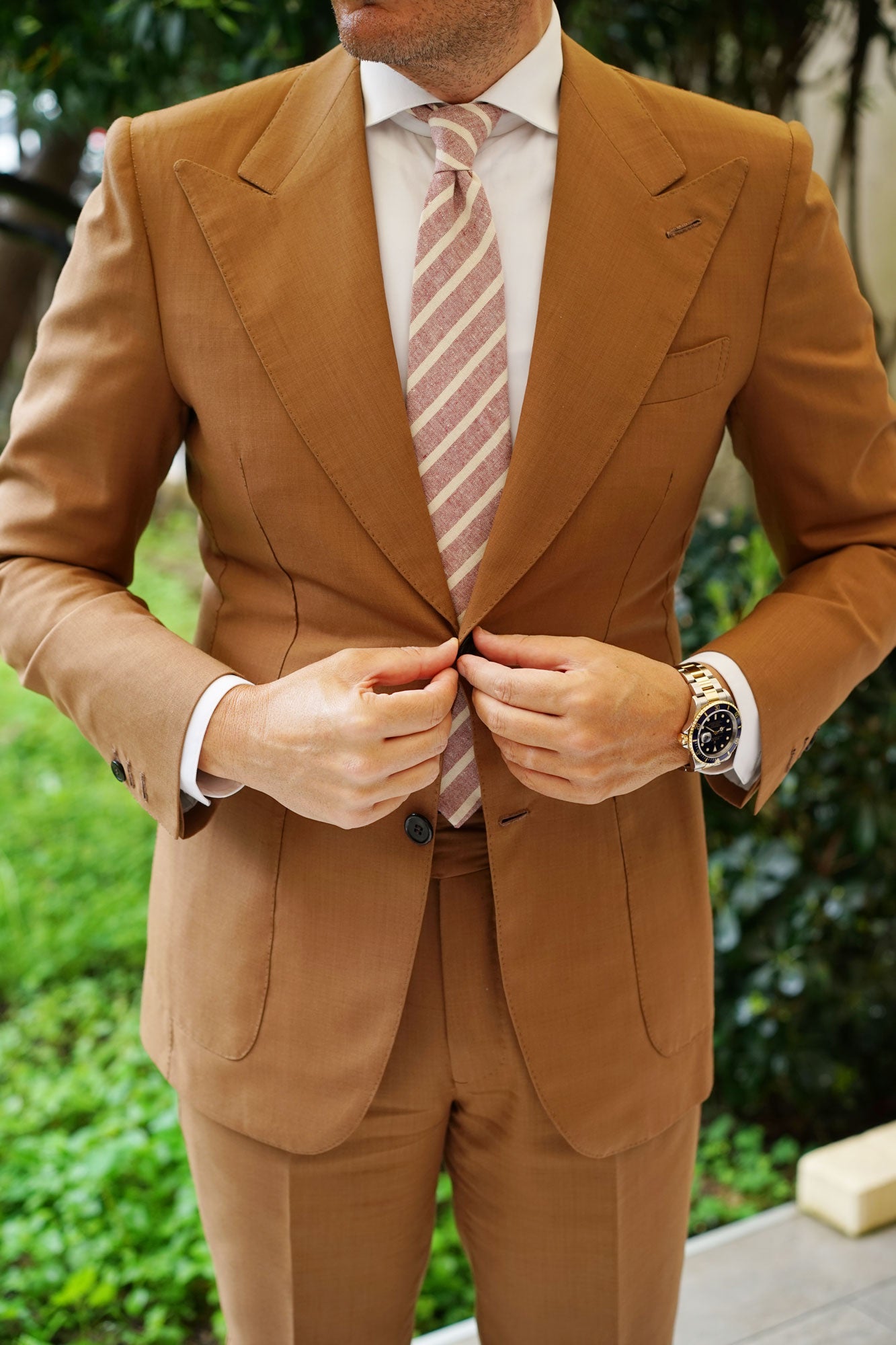 Turkish Delight Red Stripe Linen Tie