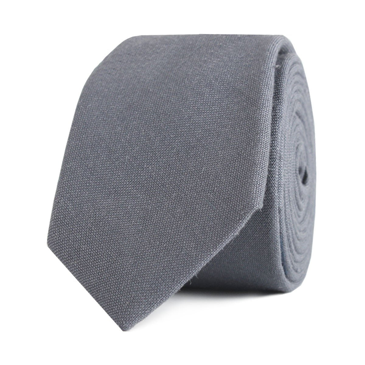 Charcoal Grey Slub Linen Skinny Tie