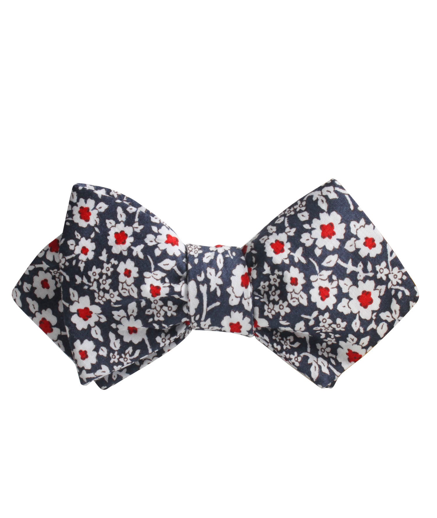 New York Navy Floral Diamond Self Bow Tie