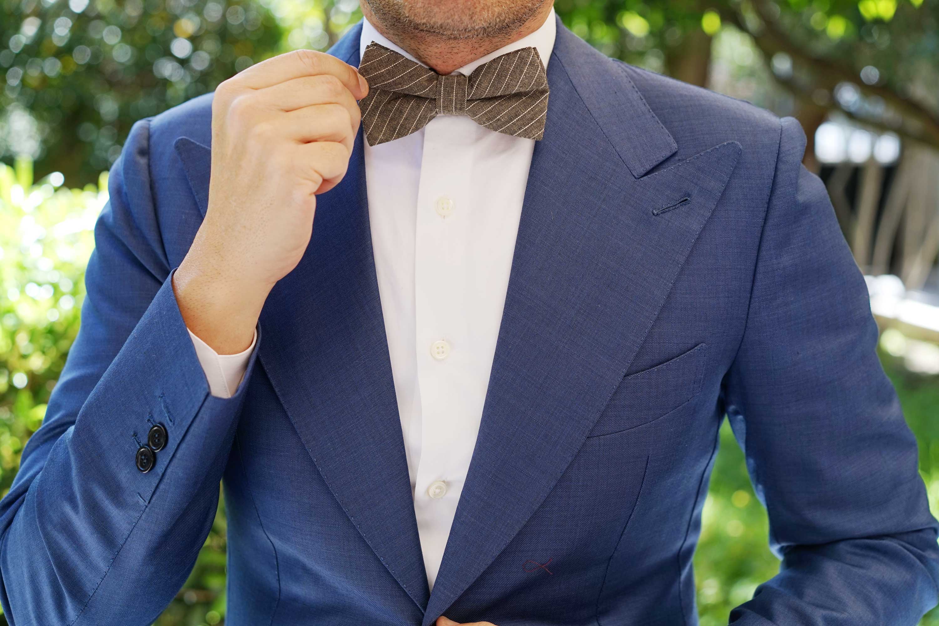 Sandman Linen Pinstripe Bow Tie