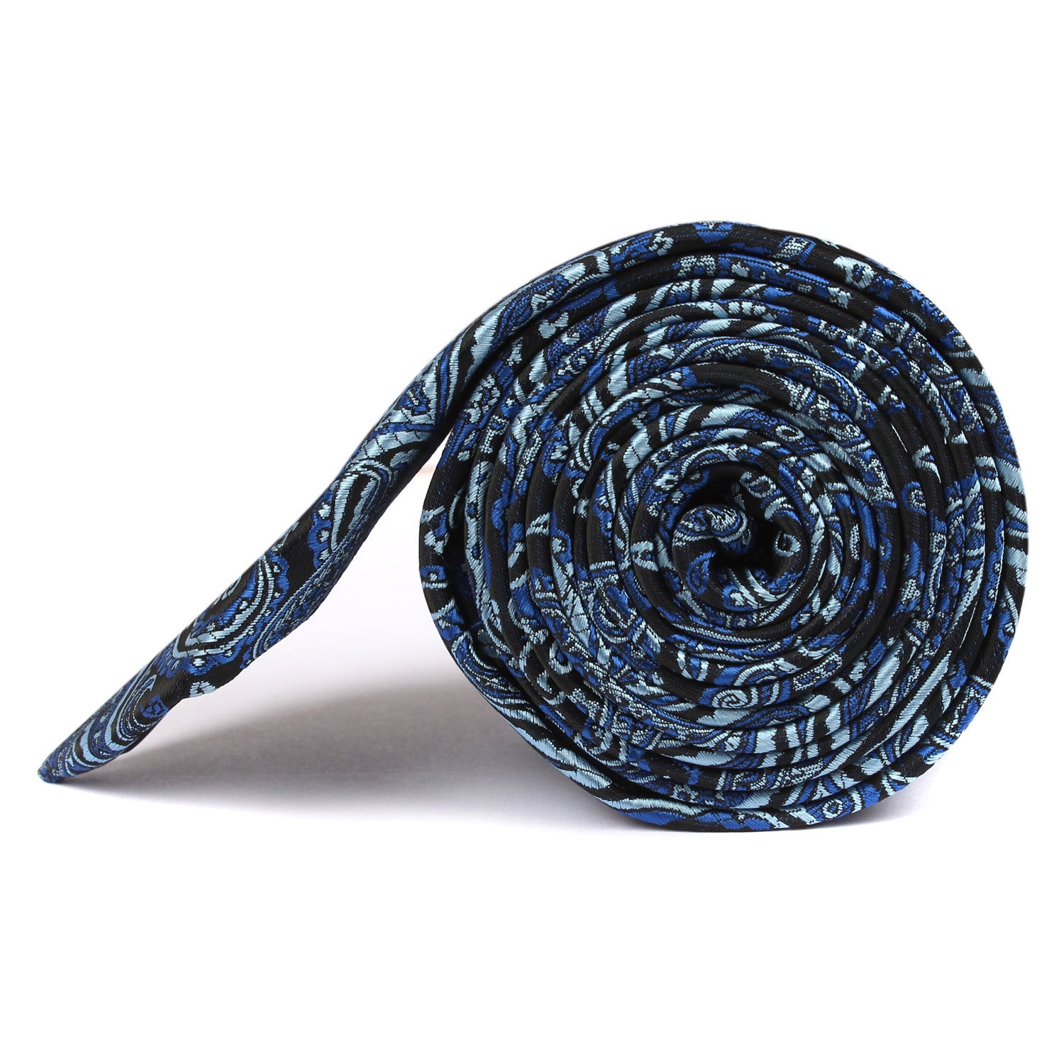 Paisley Black and Blue Skinny Tie