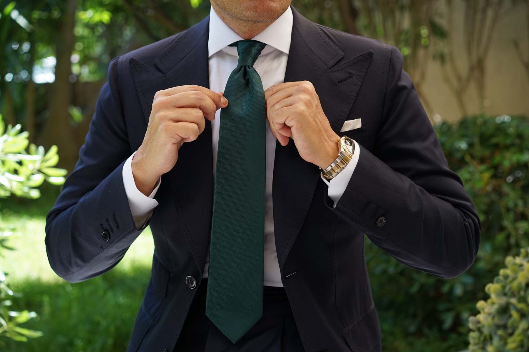 Dark Green Basket Weave Necktie